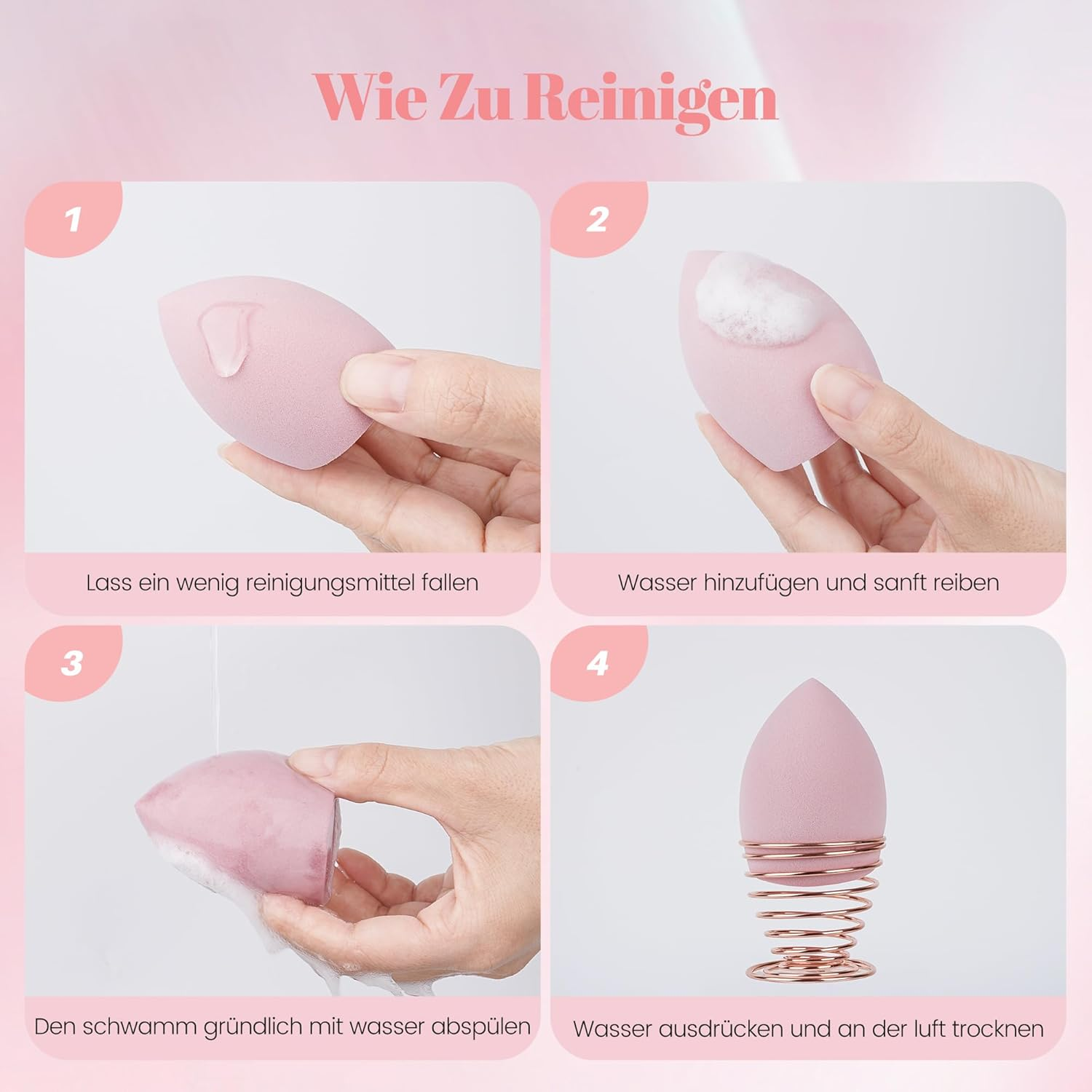 Make up Sponge Set, 4 Pieces, Cosmetic Accessories with Storage Box, Moisture Sponges for Foundation, Concealer, Wet and Dry image number 5