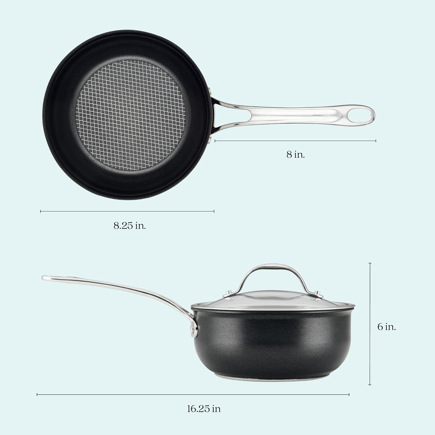 Anolon X Hybrid Nonstick Saucier with Lid, 2.5 Quart - Dark Gray image number 3