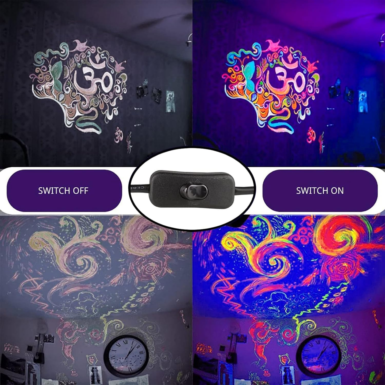 UV LED Black Lights Flood Bulbs 100W 395Nm Ultraviolet Lamp IP65 Waterproof Plum Blossom Blacklight Purple Glow in the Dark Paint Party Decorations Lightbulbs Fixtures for Poster Room Stage Halloween image number 5