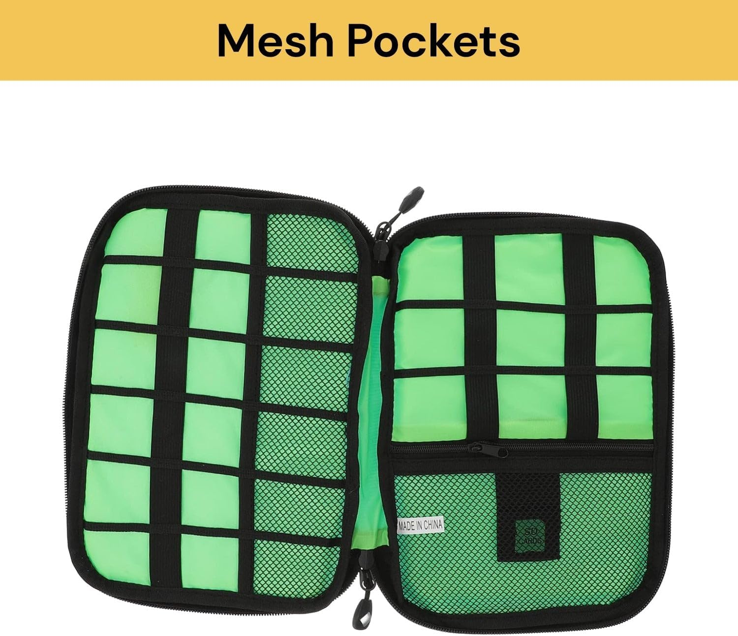 Spendeal Electronics Organizer Travel Case, Portable Travel Cable Organizer Pouch, Tech Pouch Accessories Carry Storage, Water Resistant Cable Organizer Bag for Cord, Charger, Phone, Earphone (Green) image number 3