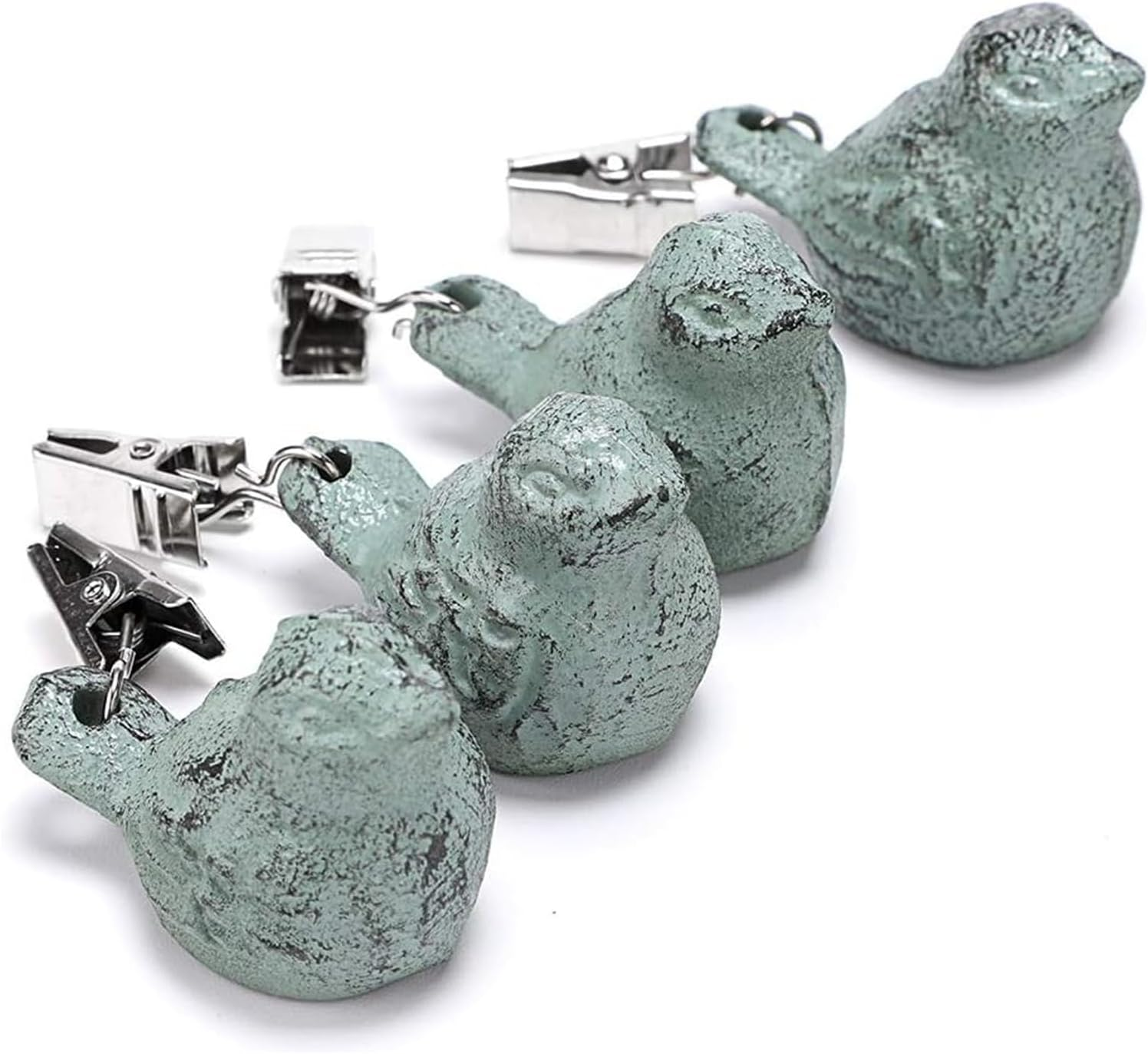 Set of 4 Cast Iron Antique Bird Heavy Tablecloth Clips Pendant Tablecloth Weights Kit with Cast Iron Antique Birds, Cloth Weights Clip for Outdoor Garden Party Picnic Tablecloths image number 4
