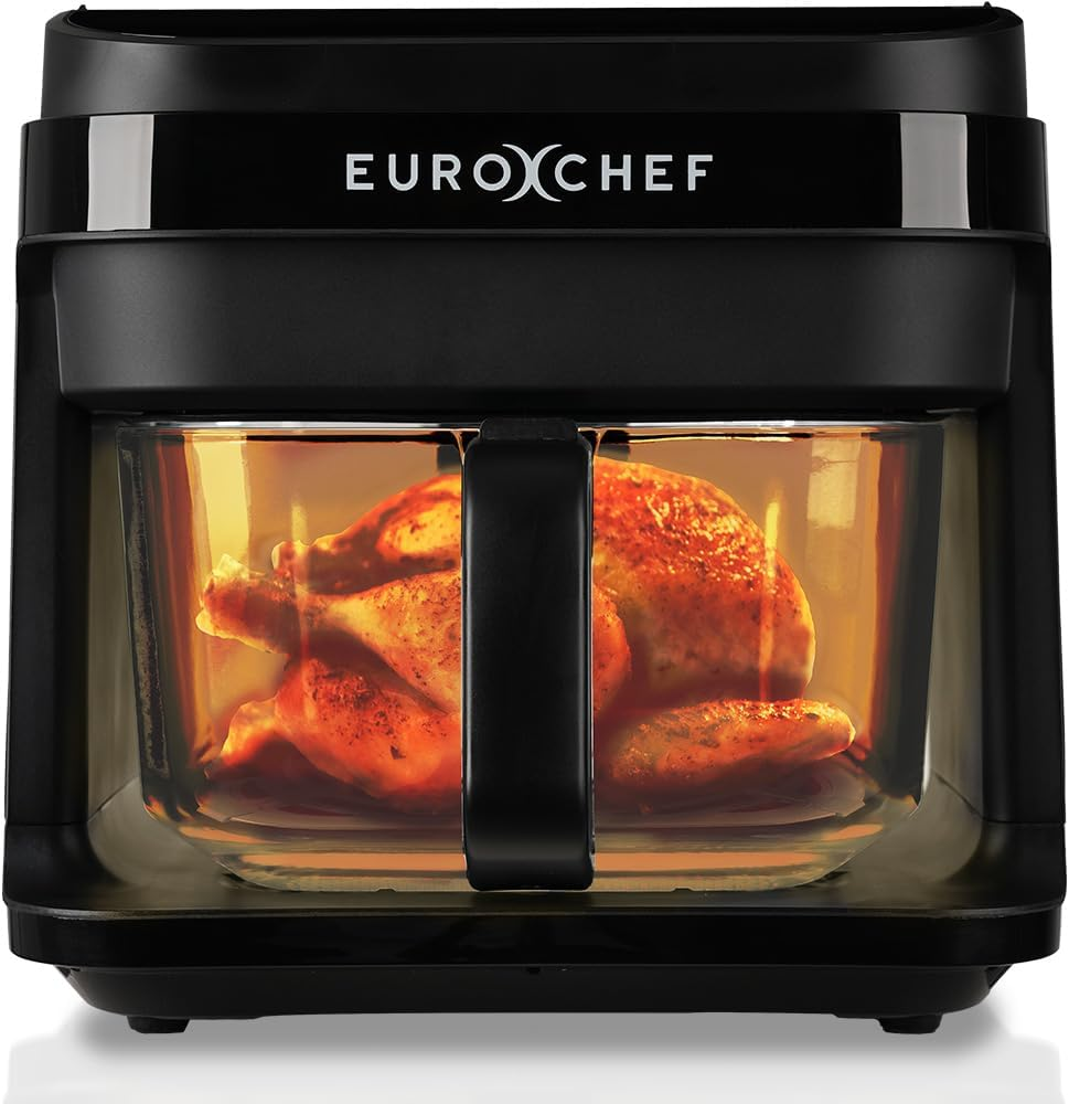 Eurochef 6.5L Air Fryer, Electric Digital Airfryer with Glass Container, Black