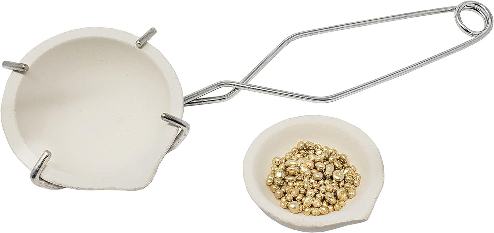 Small Melting Ceramic Crucible Dish Cup Set of 2 Melting Gold Silver Copper with Whip Tongs Handle 2A image number 3