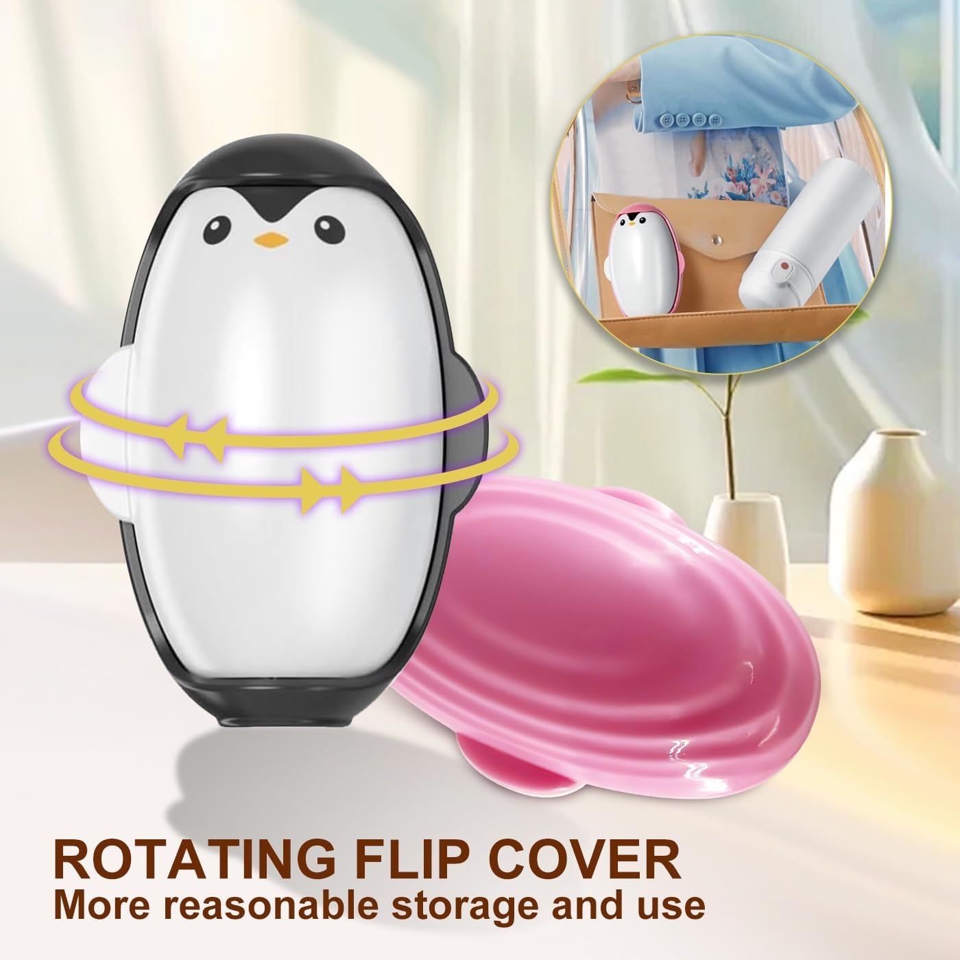 Penguin Roller 2Pcs Washable Reusable Mini Travel Lint Roller Extra Sticky Pet Hair Removal Tool for Clothes Effective Dog Cat Hair Remover image number 4