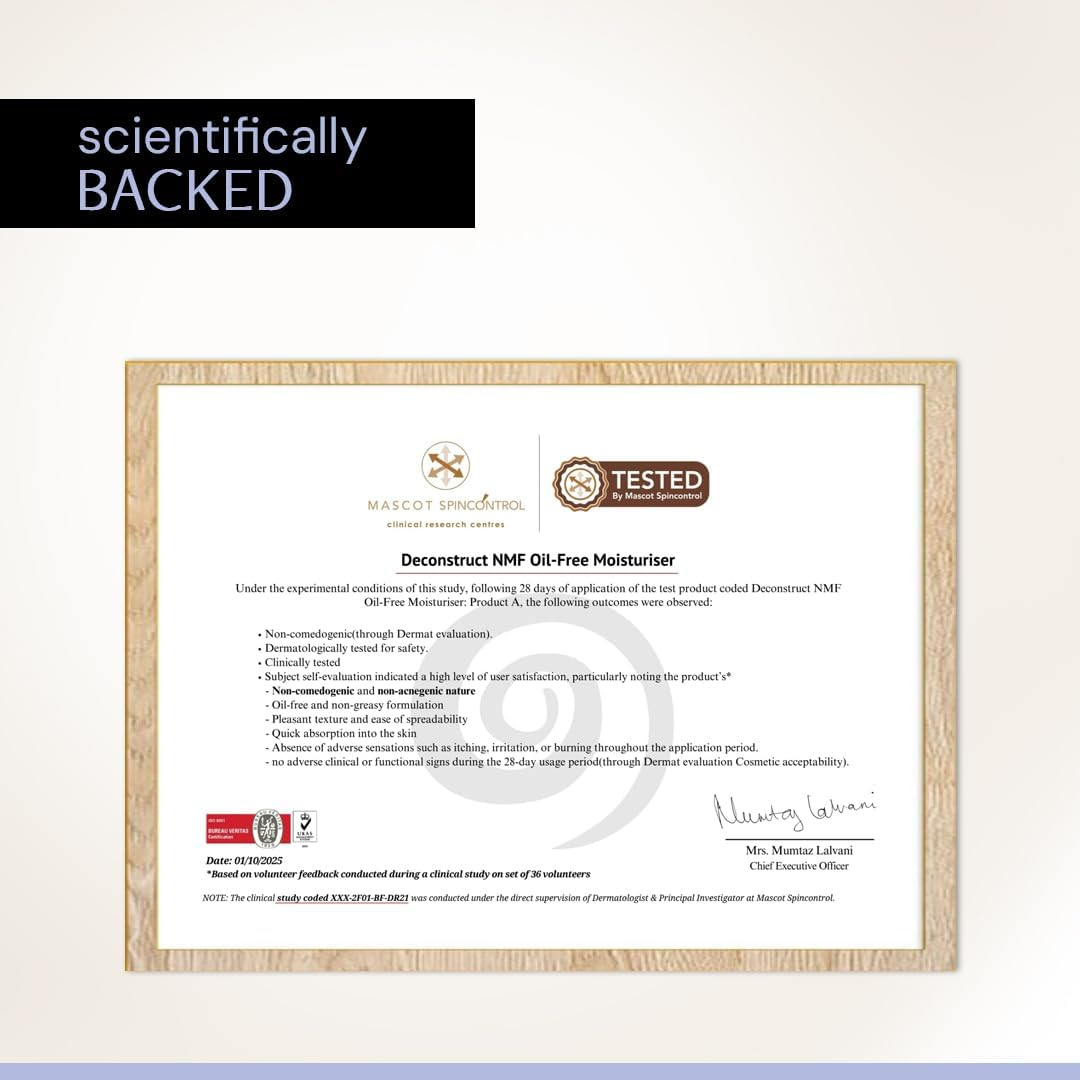 De - Cons Truct NMF Hydrating Face Moisturizer| 3% NMF Complex |Oil Free Non-Comedogenic Lightweight Gel Moisturizer| for Oily to Combination Skin | 50 Gm