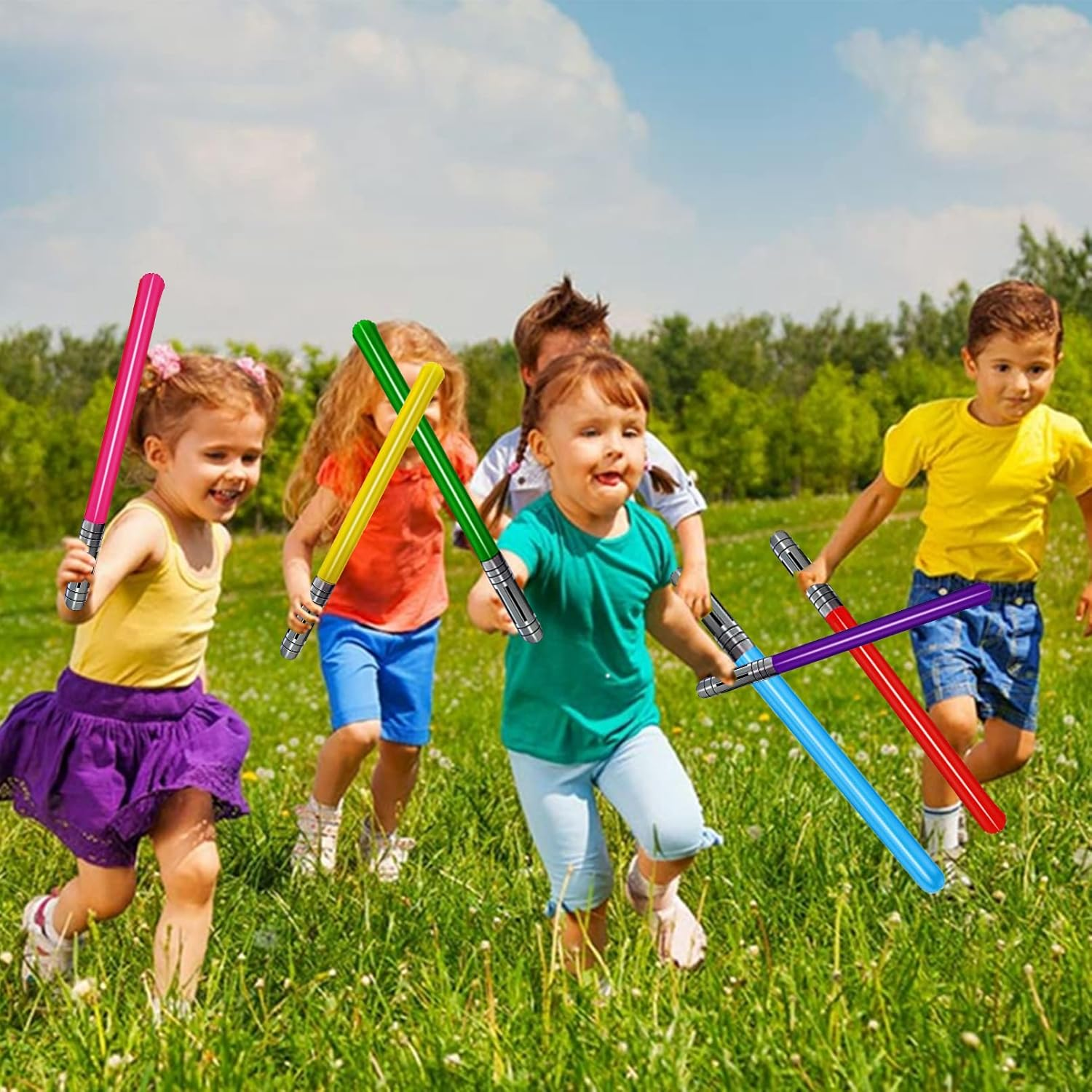 13 Pieces Inflatable Light Saber Sword Toys,13 Pieces Inflatable Light Saber Sword Toys,Inflatable Lightsaber Swords for Star Wars Themed Party,Inflatable Sword Toys Party Bags Stocking Stuffers for Cosplay Party Favors(6 Colors) image number 1