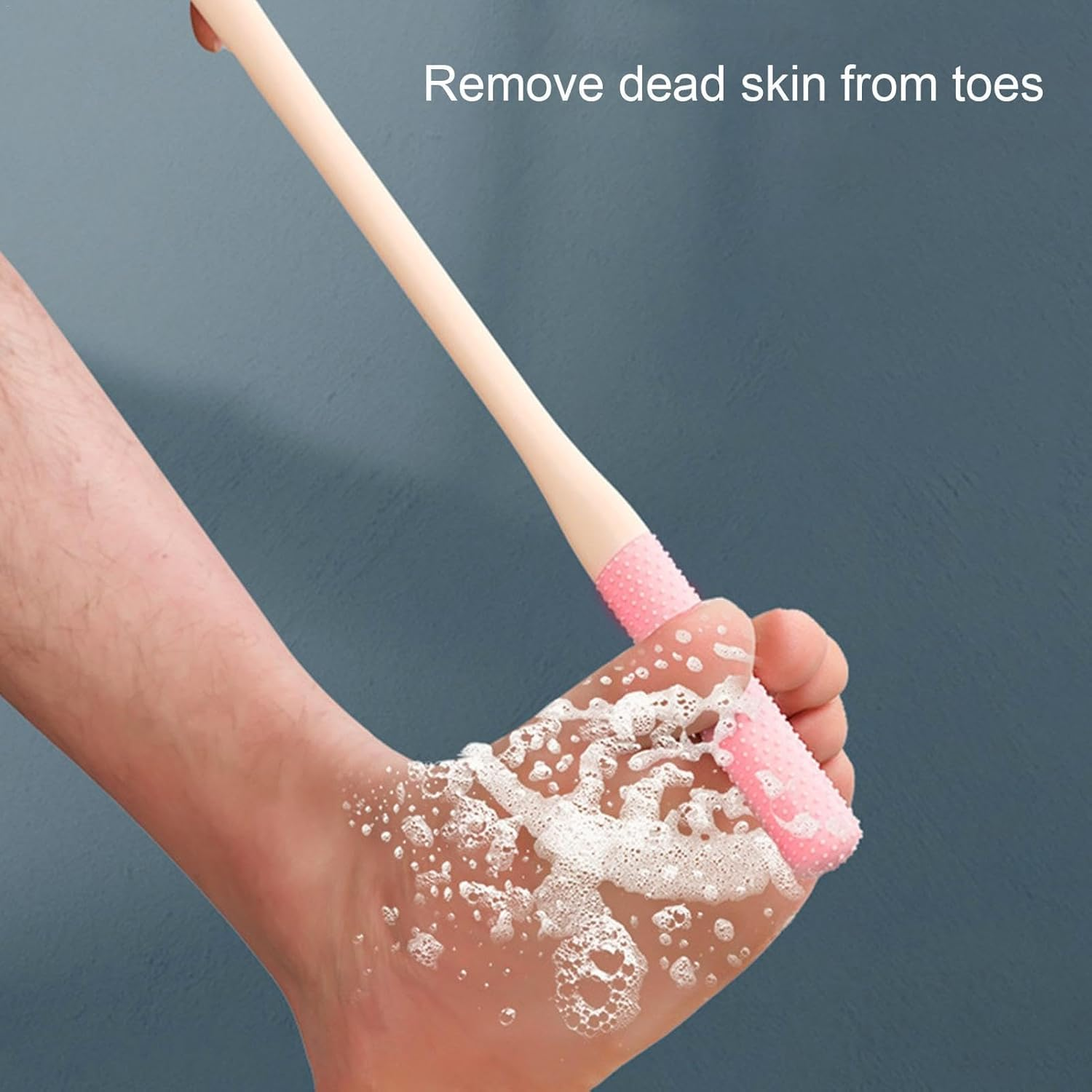 CARRORABI Toe Scrubber - 2-Piece Foot Scrubber for Toe Cleaning | Toe Lotion Applicator, Foot Towel Brush, Shower Foot Brush for Seniors, Elderly, Disabled Adults(Pink) - Pink image number 3