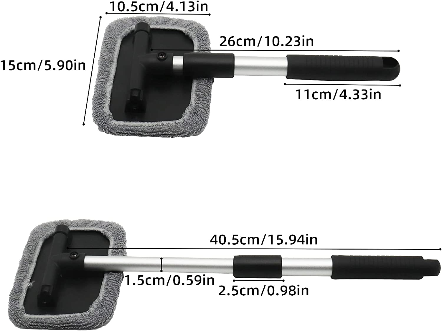 Windshield Cleaner Worthplanet Auto Glass Wiper Windshield Cleaning Tool with 2 Packs Washable Reusable Microfiber Covers and Extendable Handle W120046 image number 4