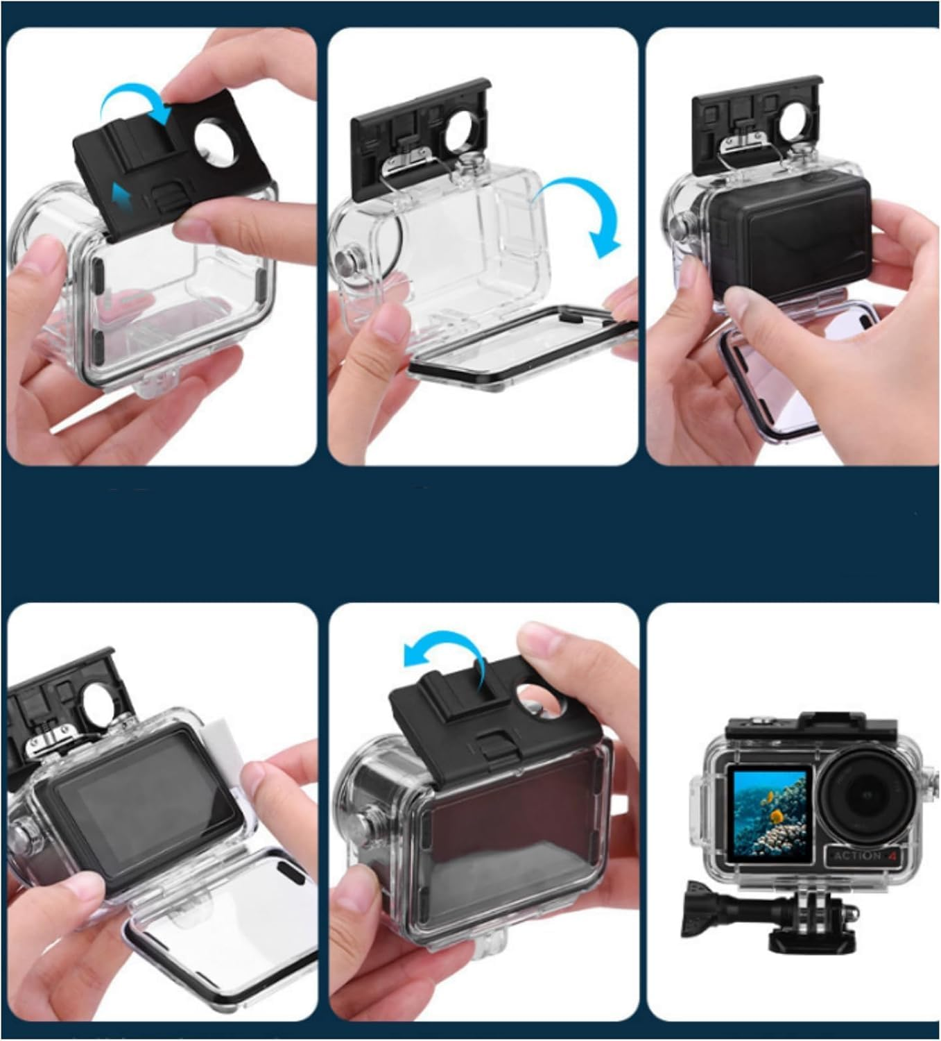 DJI Osmo Action 5 Action 4 Action 3, 50M/164FT Underwater Housing Shell, Waterproof Housing Case for Protective Underwater Dive Housing Case Shell with Bracket Accessories image number 5