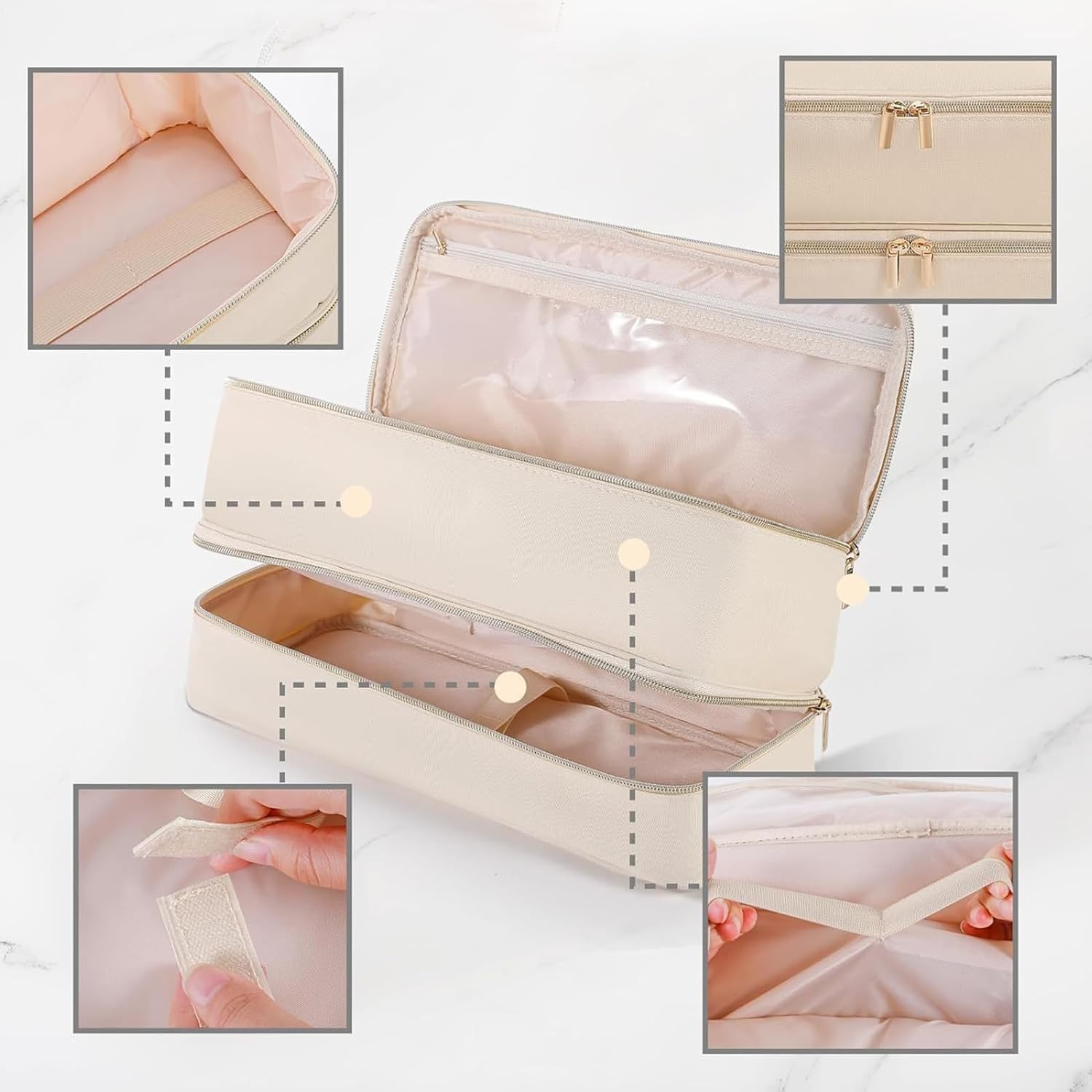 Walopola Blow Dryer Bag - Portable Travel Bag for Hair Dryer,Dustproof Travel Carrying Case, Hair Air Wrap Dryer Case, Hair Tool Storage Organizer for Women image number 2