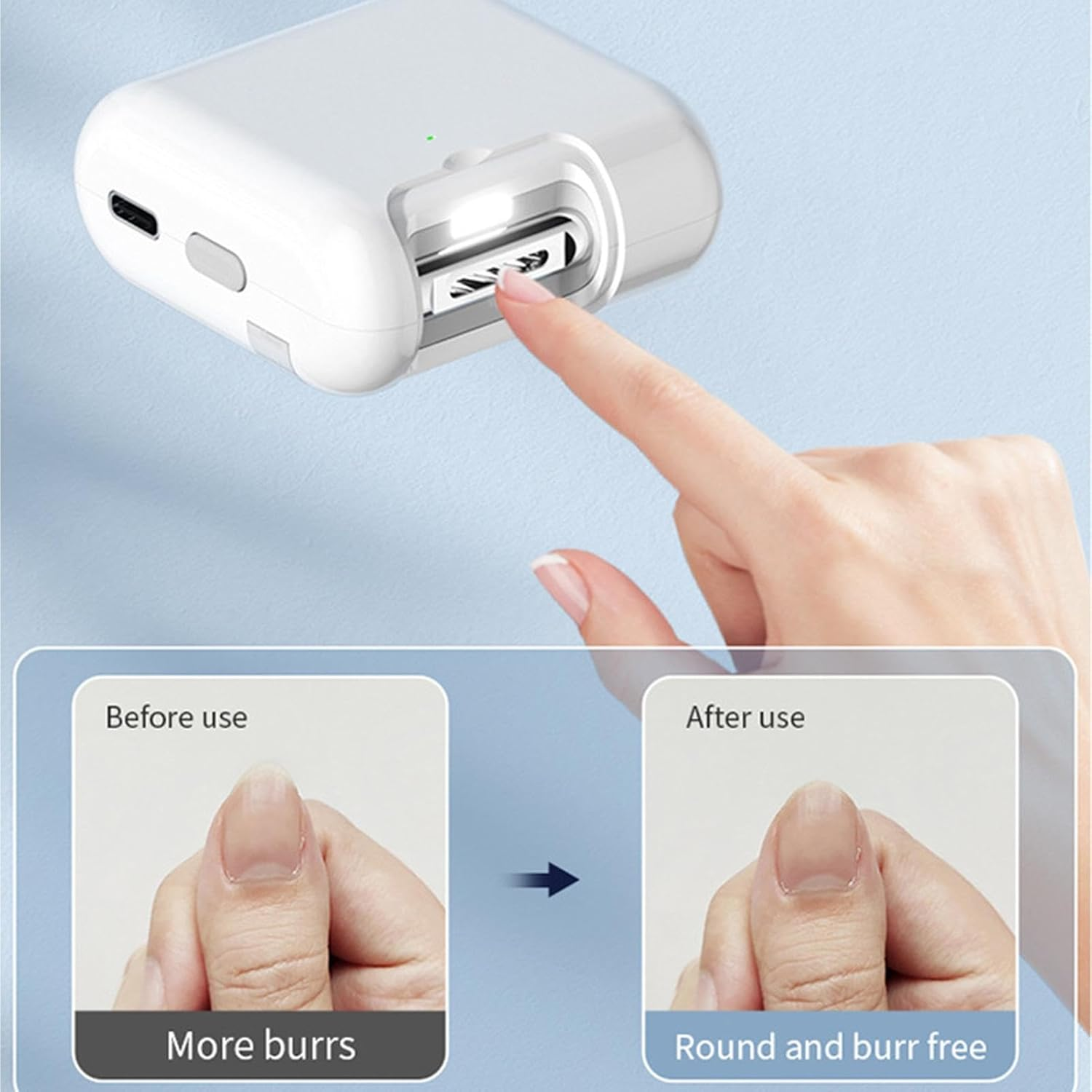 Automatic Nail File,Portable Automatic Nail Clipper | USB Rechargeable Nail Filer, Automatic Polishing Nail Clippers for Elderly, Children, Adults image number 3