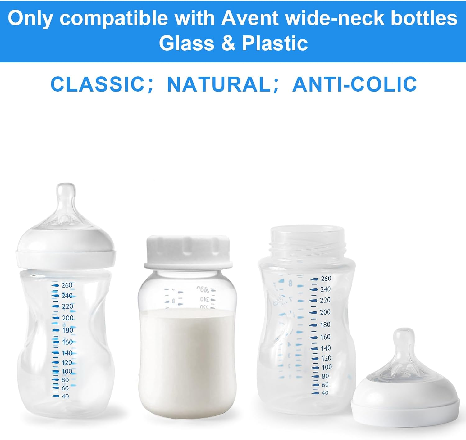 6Pcs Travel Bottle Caps, Baby Bottle Caps Bottle Lids Replacement Baby Bottle Lids Compatible with Wide-Mouth Bottles