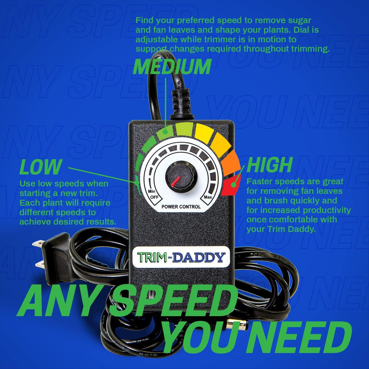 Trim Daddy | Electric Bud Trimmer for Wet or Dry Hydroponic Plants | 3PLUS Variable Speed | 3 Wet & Dry High Carbon Blades | Weight 225 G | 2 Years Warranty