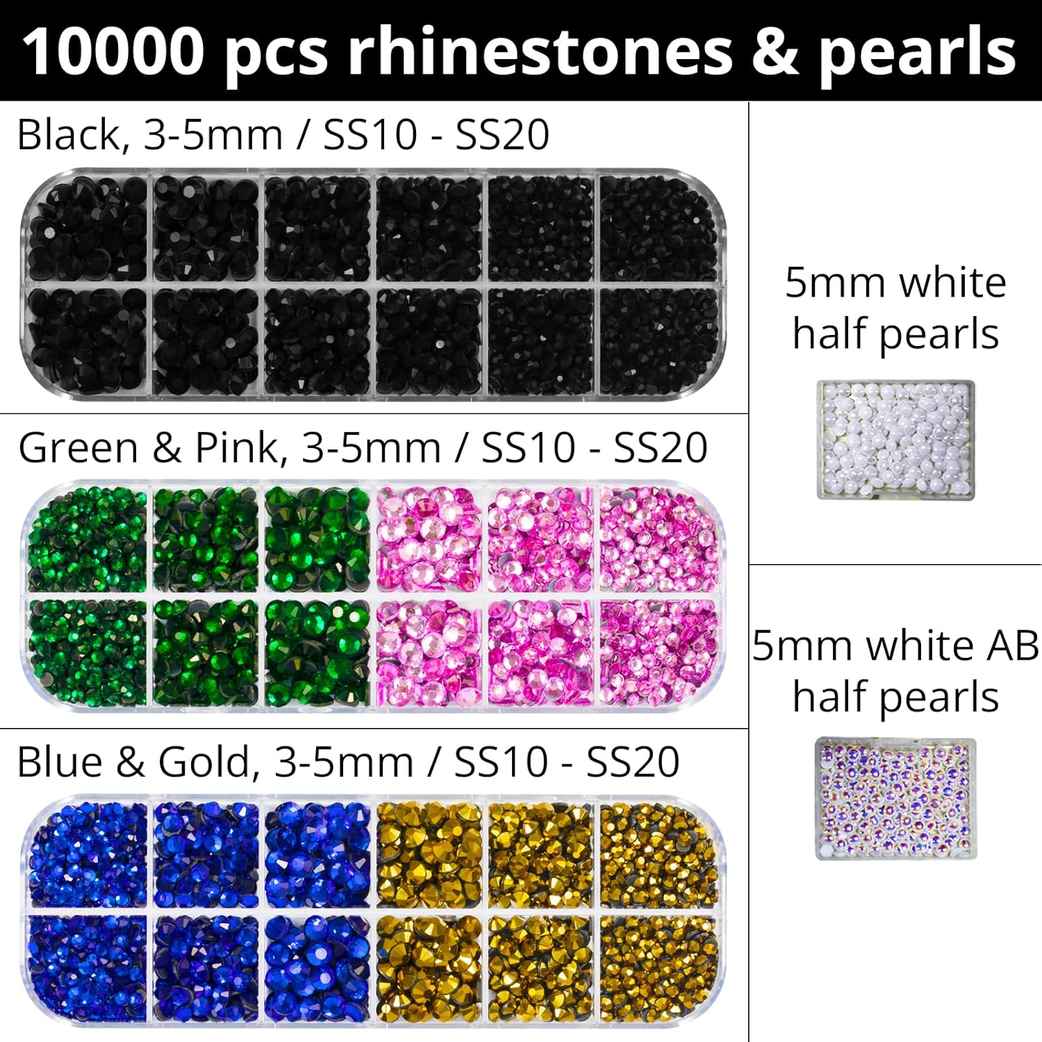 Worthofbest Hotfix Applicator with 10000 Pcs Hot Fix Gems and Pearls, Bedazzler Kit with Rhinestones for Clothing, Fabric, Clothes - Washable | Gift Box image number 6