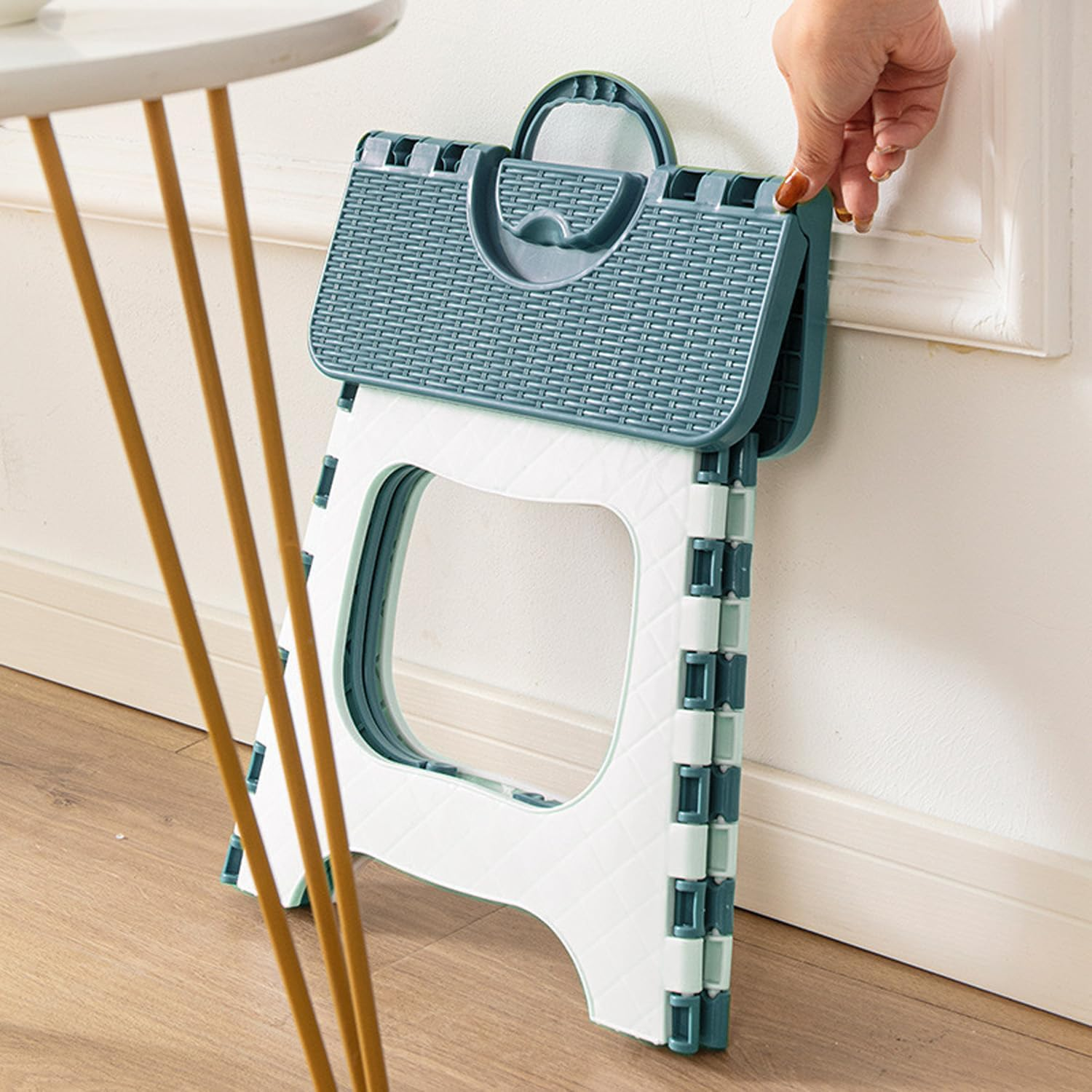 Auzly Foldable Step Stool 11.8Inch |Holds up to 330 Lbs| Collapsible Stool for Adults | Non-Slip Bathroom Step Stool | Portable Folding Stool for Kitchen, Home Storage | Space Saving Design image number 4