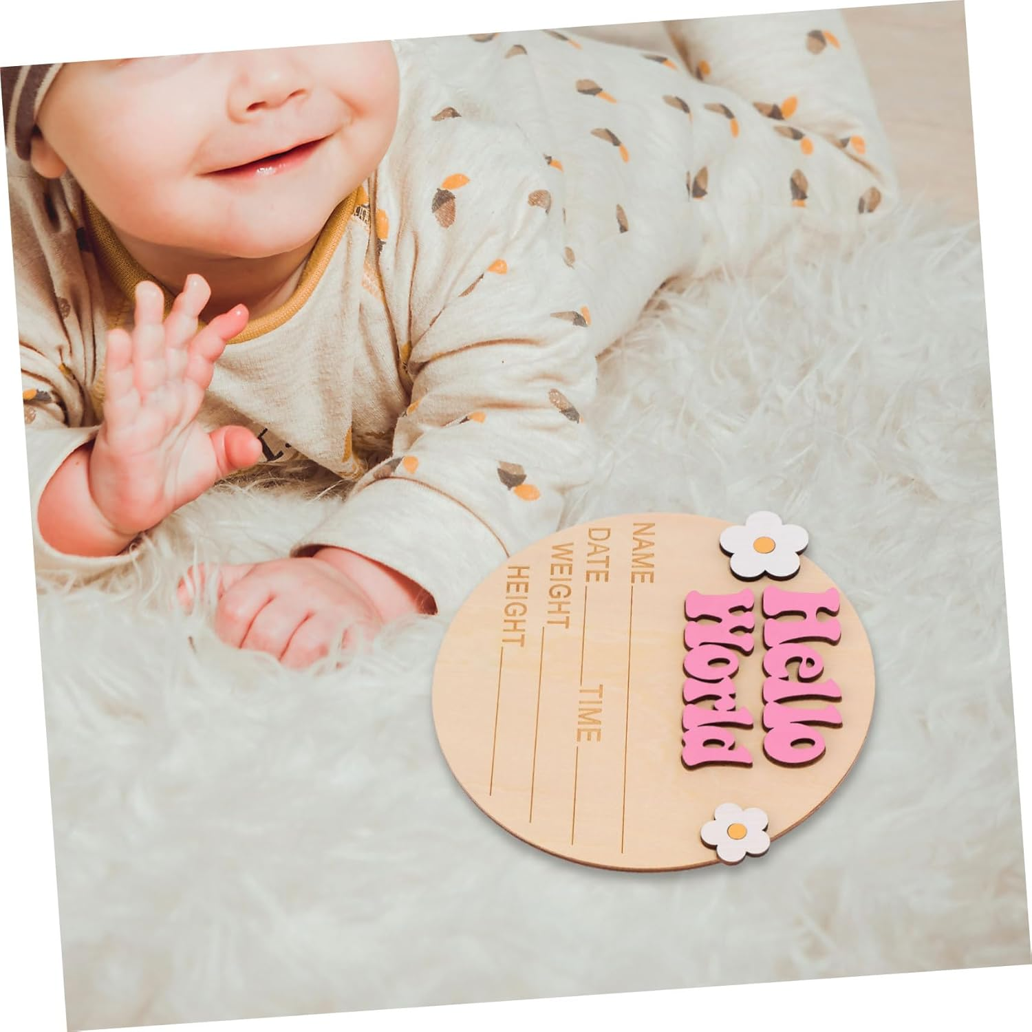 Yardwe Welcome Sign Milestone Announcement Board for Newborn Nursery Decor Name Plaque for Showers Parties Celebrating Growth - Multi image number 3