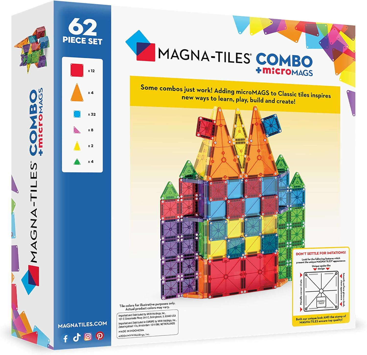 MAGNA-TILES - Combo + Micromags - 62 Piece Set image number 5
