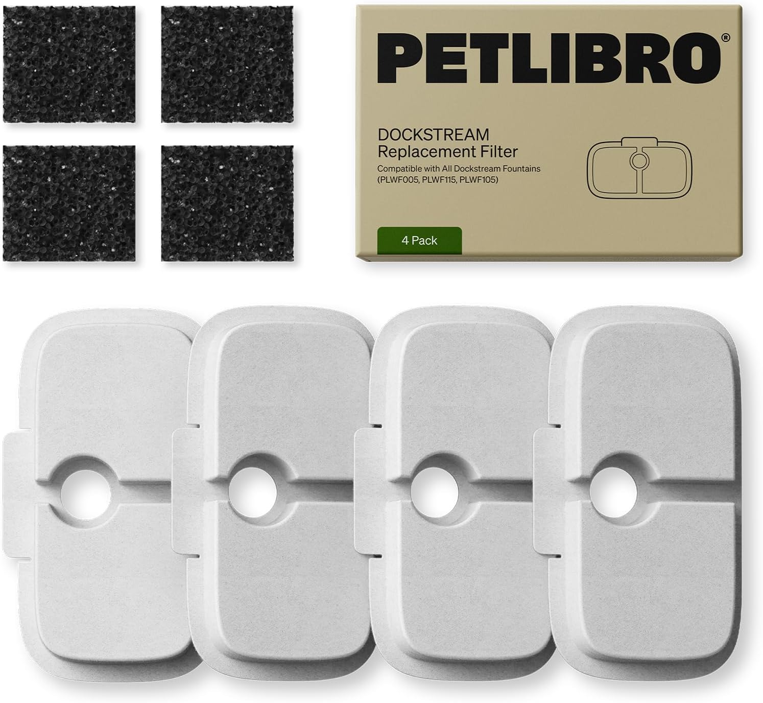 PETLIBRO Replacement Filters, for Dockstream Cat Water Fountains PLWF115, PLWF105, PLWF005 (4-Pack) image number 4