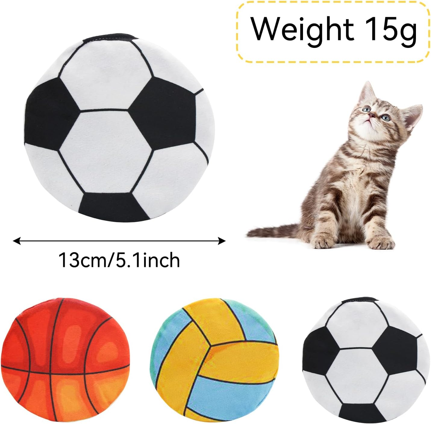 Andiker Catnip Toy, 3-Piece Cat Chew Toy with Catnip and Crinkle Sound, Interactive Cat Toy, Catnip Ball, Plush Cat Toy for Cat for Teeth Cleaning Chewing (3 Pieces) image number 4