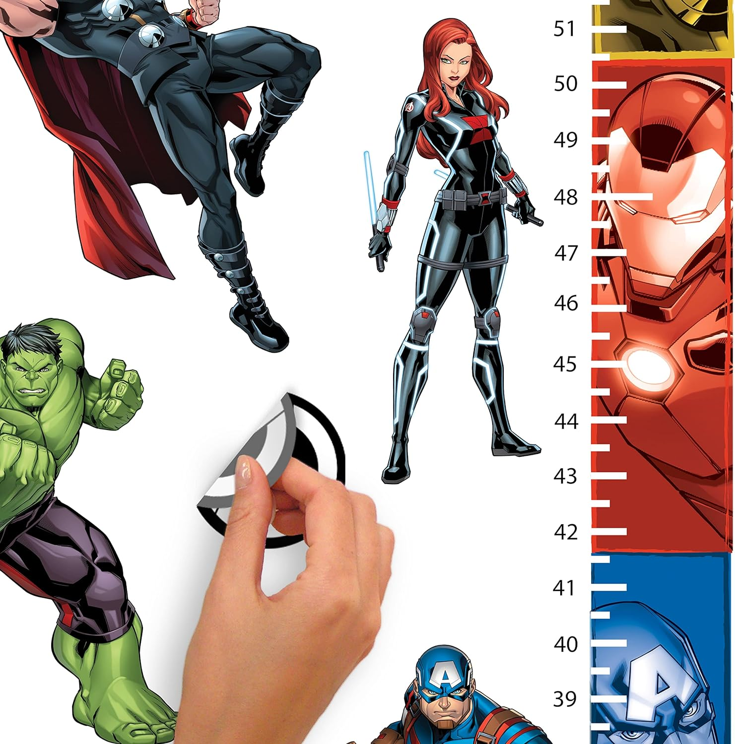 Roommates RMK5198GC Growth Chart Peel and Stick Wall Decals, Blue, Red, Black image number 2