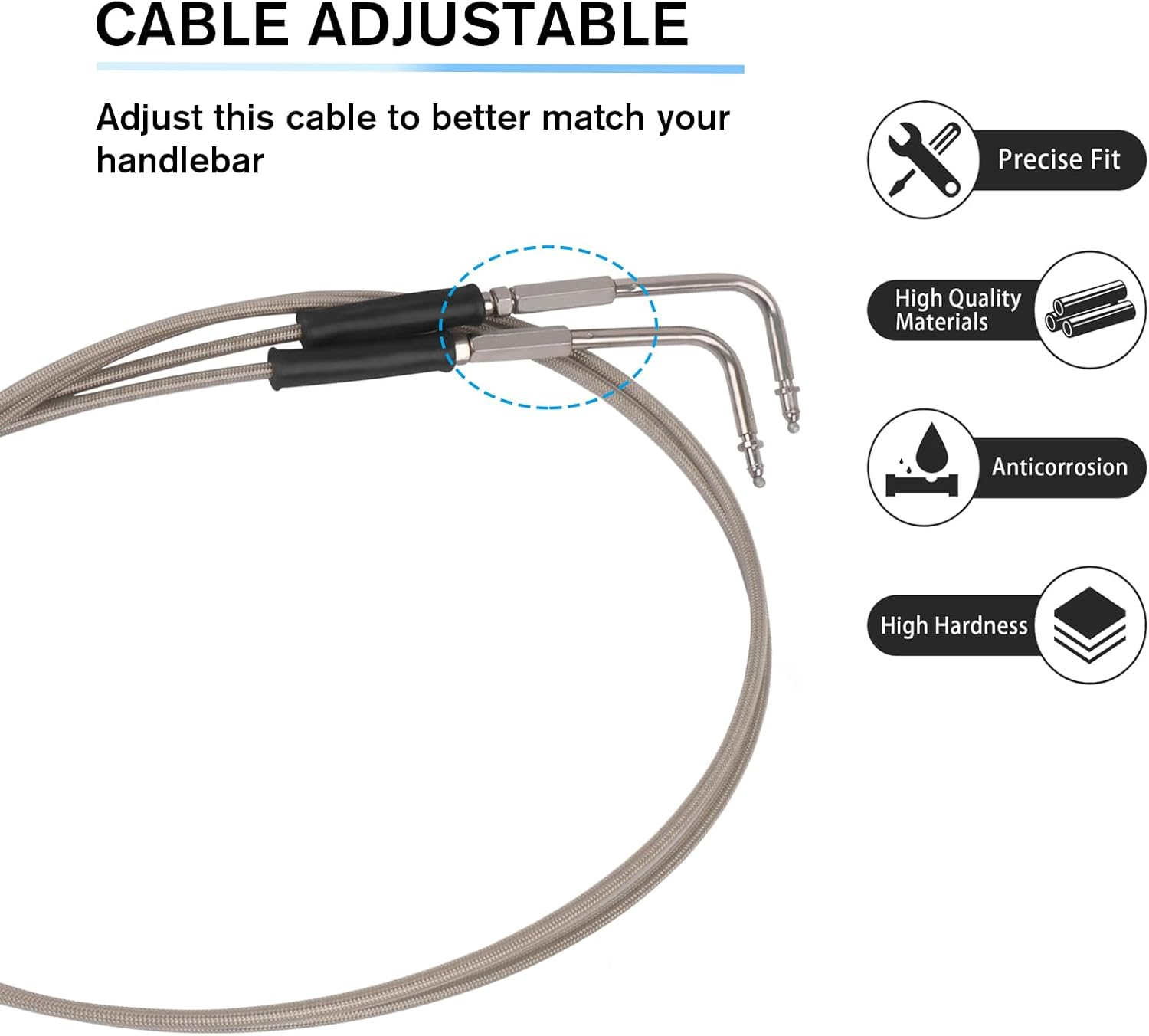 CHIFUN Motorcycle Throttle Idle Cable Braided Wire Kit Stainless Steel 39" Long Throttle Gas Cable Compatible with Harley Dyna Softail XL 883 1200 Fat Boy Heritage Road King