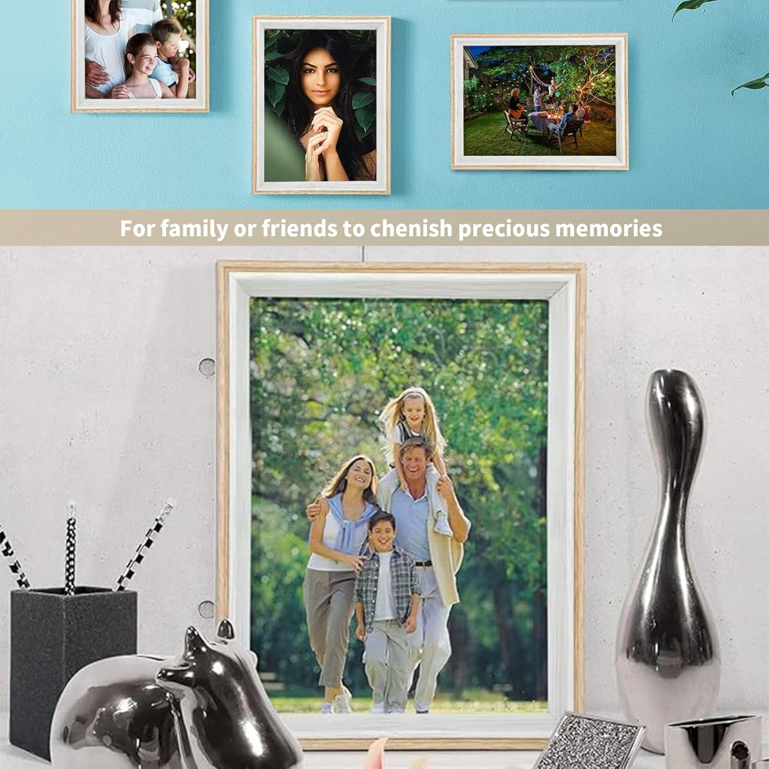 3 Pcs 6" Deep Photo Frames, 6"X 4" Photo Frames with Vertical/Horizontal Angle Bracket, Stereoscopic 3D Portrait Photo Frames, Picture Frames for Home Office Decoration Tabletop Wall Display (Grey) - Pink image number 4