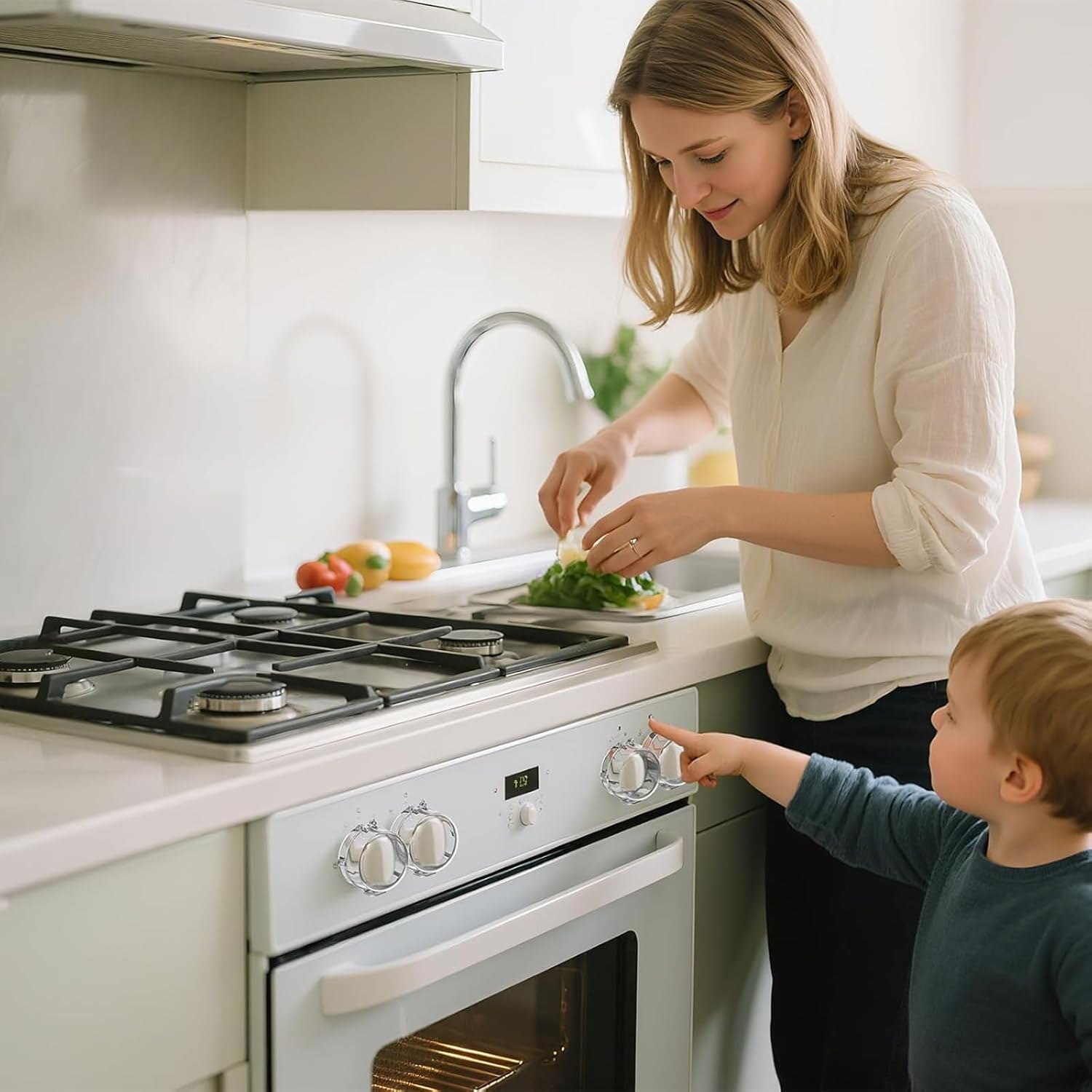 Stove Knob Safety Covers, 4-Pack, Heat-Resistant Baby Proof Press Oven Gas Stove Knob Locks image number 6