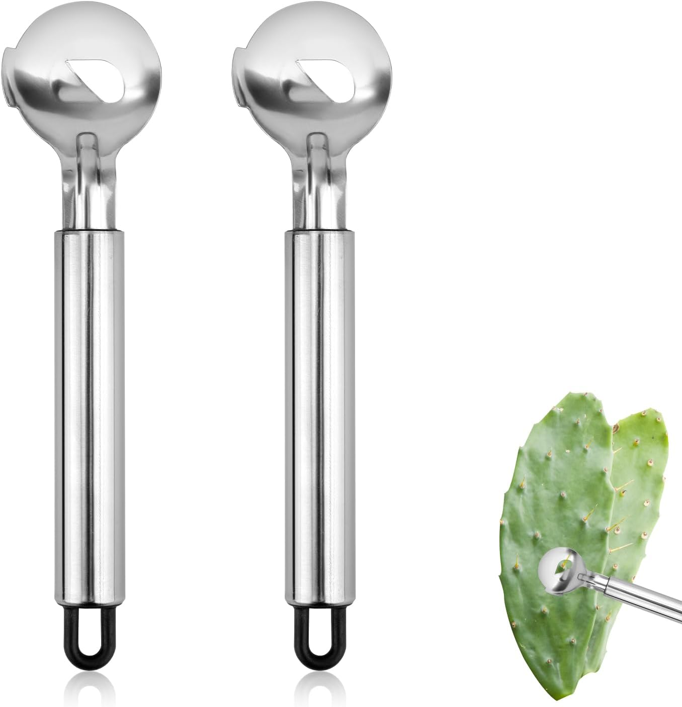 2Pcs Spoon Cactus Peeler, Stainless Steel Cuchara Pelador De Nopales Multi-Function Pelador De Nopales Cactus Peeler Tool Chinese Noodle Cutter for Kitchen Gadgets Accessory image number 5