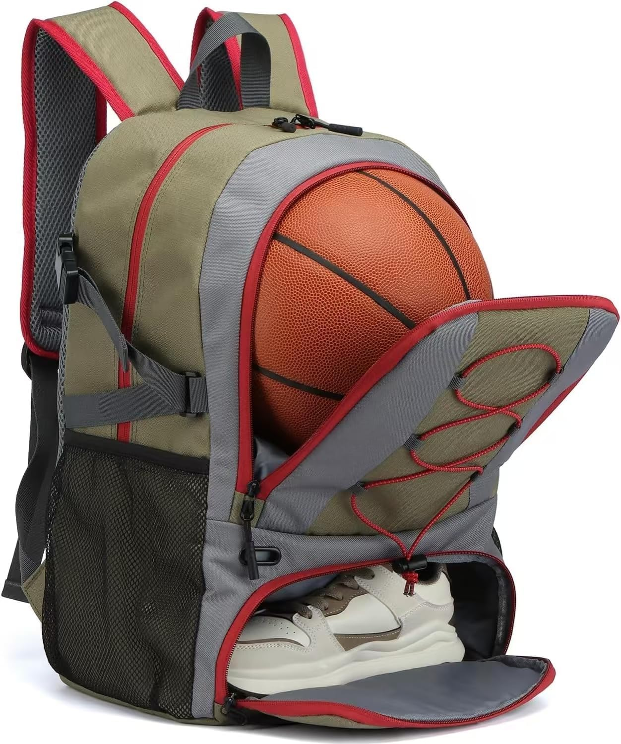Travel Essentials, Basketball Backpack with Shoes and Ball, Large Sports Bag with Separate Ball Holder & Shoes Compartment,Volleyball, Soccer, Swim, Gym, Travel image number 4