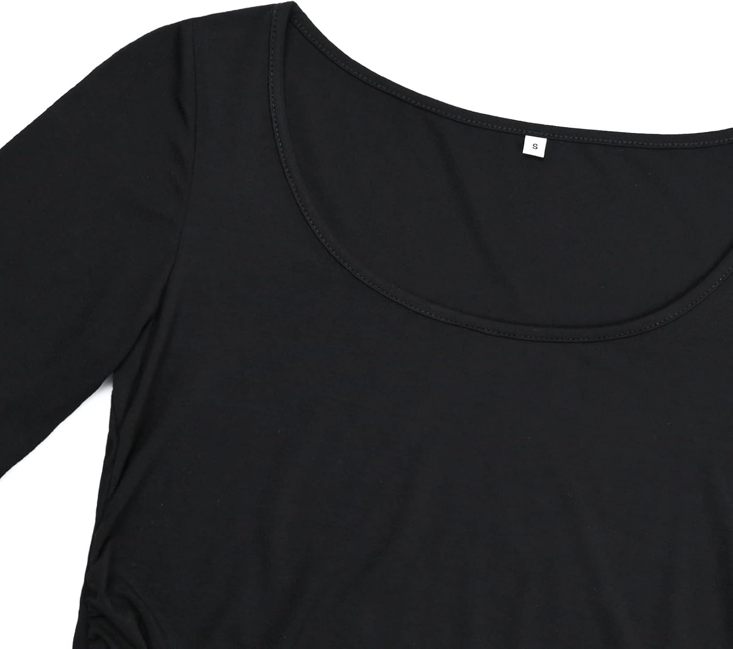 MOMOOD Maternity Bodysuit Scoop Neck 3/4 Sleeve Basic Maternity Shirt for Photoshoot image number 5