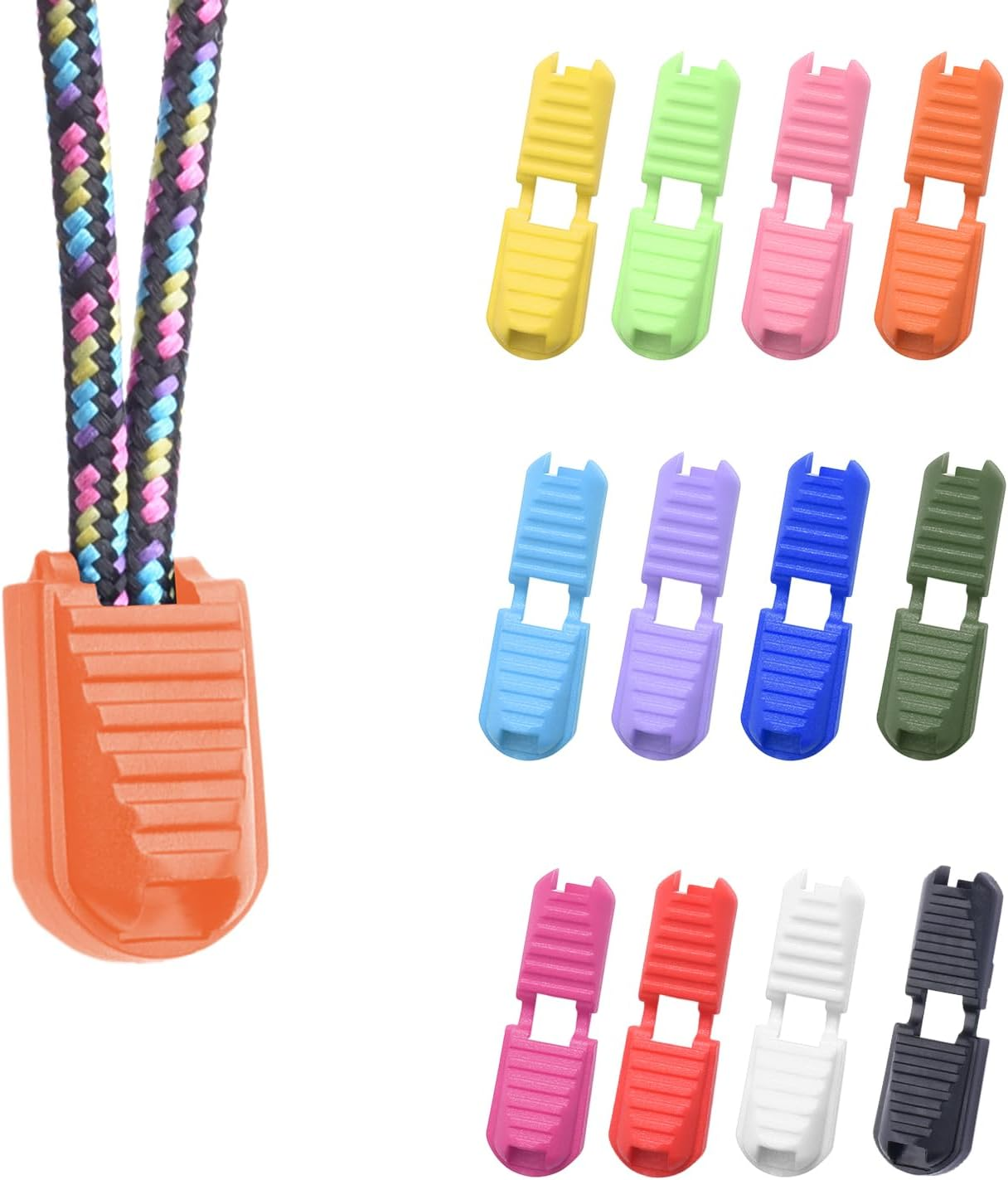25 Pack Zipper Pull Tabs Cord Ends Tips Shoe Lace End Clips Cord Lock for Paracord Molle Backpack Quick No Tied Shoelace Triathlon Marathon Running Shoe