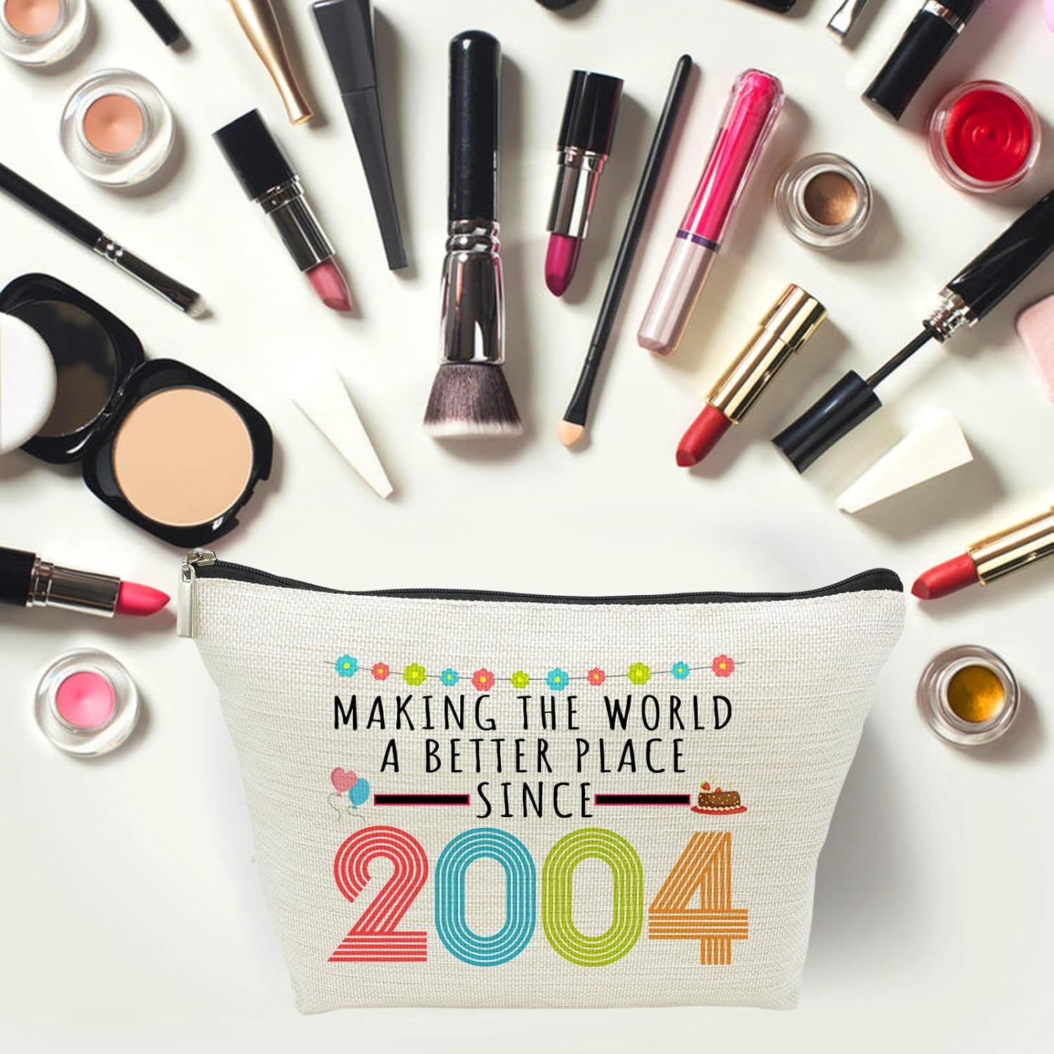 21St Birthday Gifts for Women, Funny 21 Year Old Gift Makeup Bag, 2001 21St Birthday Makeup Bags for Her, Mom, Aunt, Wife, Sister, Coworker, Friend, Making the World a Better Place since 2001, 2001 - 2006 image number 6