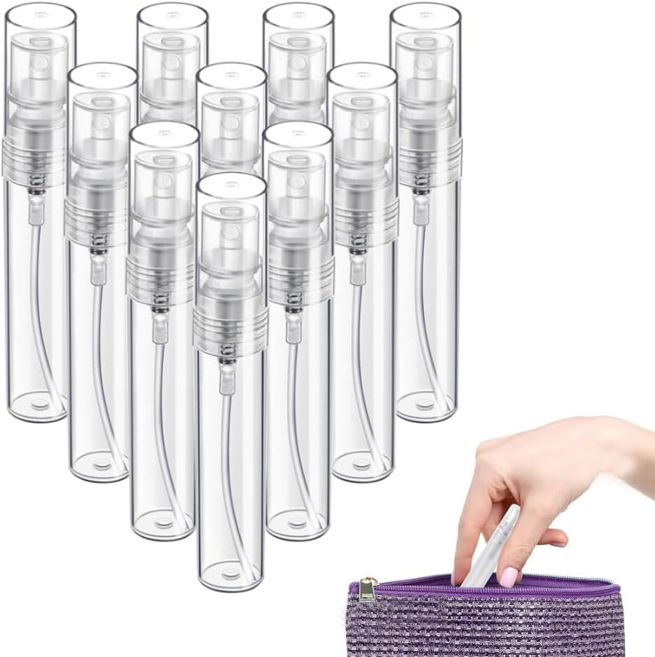 Armastuse 10 Pack 10Ml Mini Plastic Spray Bottle Empty, Fine Mist Refillable Mini Perfume Bottle, Perfume Atomizer, Small Sample Containers, Plastic Portable Travel Bottle image number 5