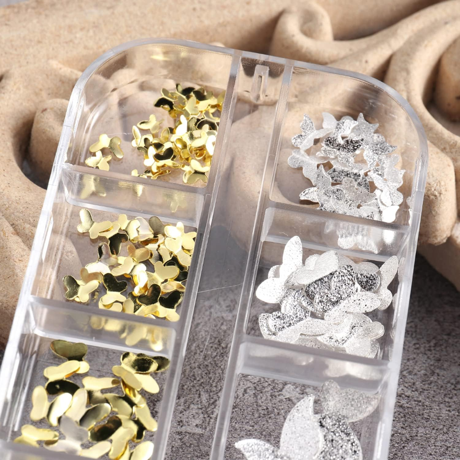 Metal Butterfly Nail Art Decorations, 3D Gold Silver Butterflies Nail Glitter Sequins, Glitter Gold Flying Butterfly Nail Art Design, Metal Butterflies Flakes Acrylic Supplies for Women Manicure Art