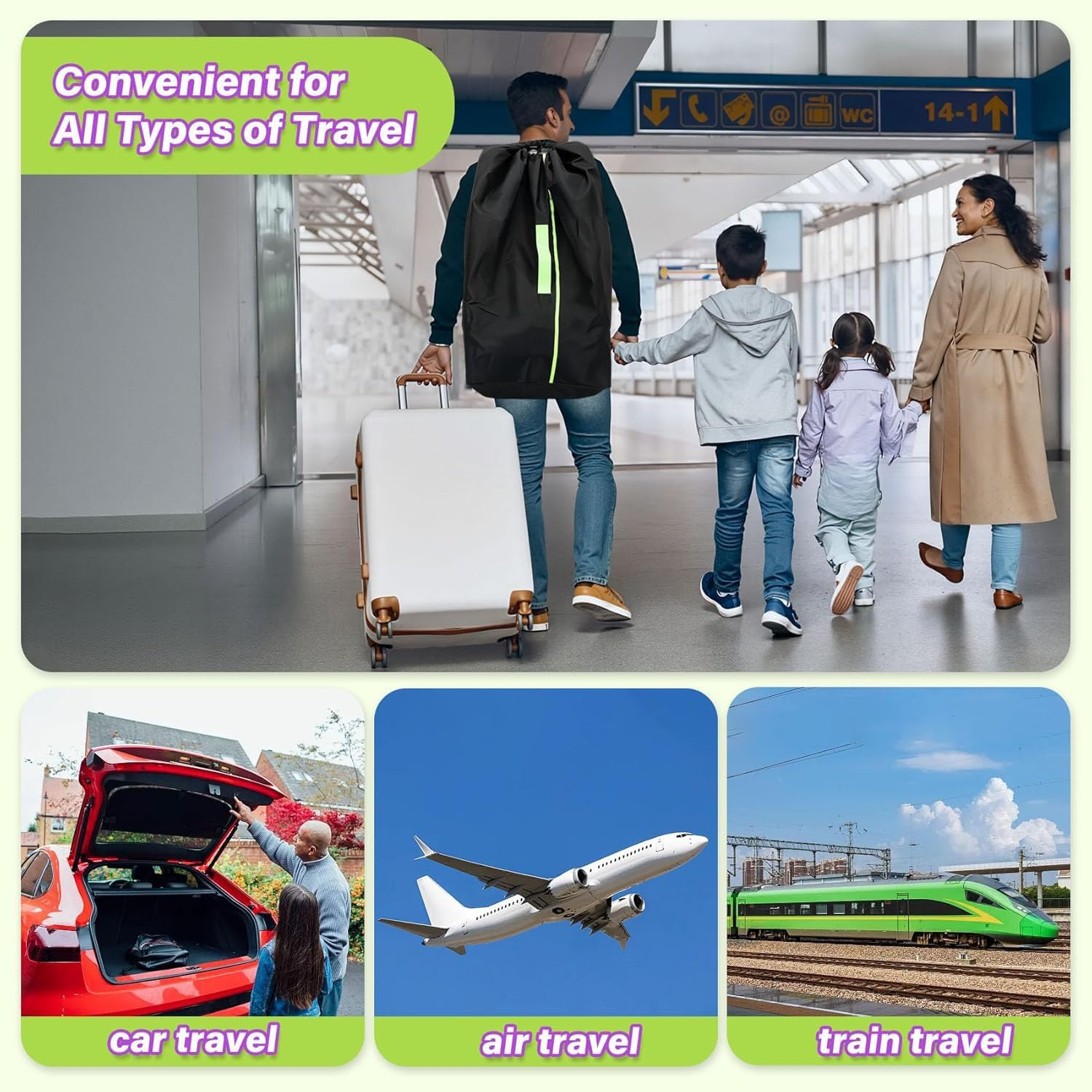 Shengsenfu Durable Easy Carry Baby Car Seat Travel Bag, Gate Check Airport Water Resistant Protector Bag, Fits Convertible Car Seats, Infant Carriers, Car Trips with Self Organizer Case Pocket, Baby image number 6