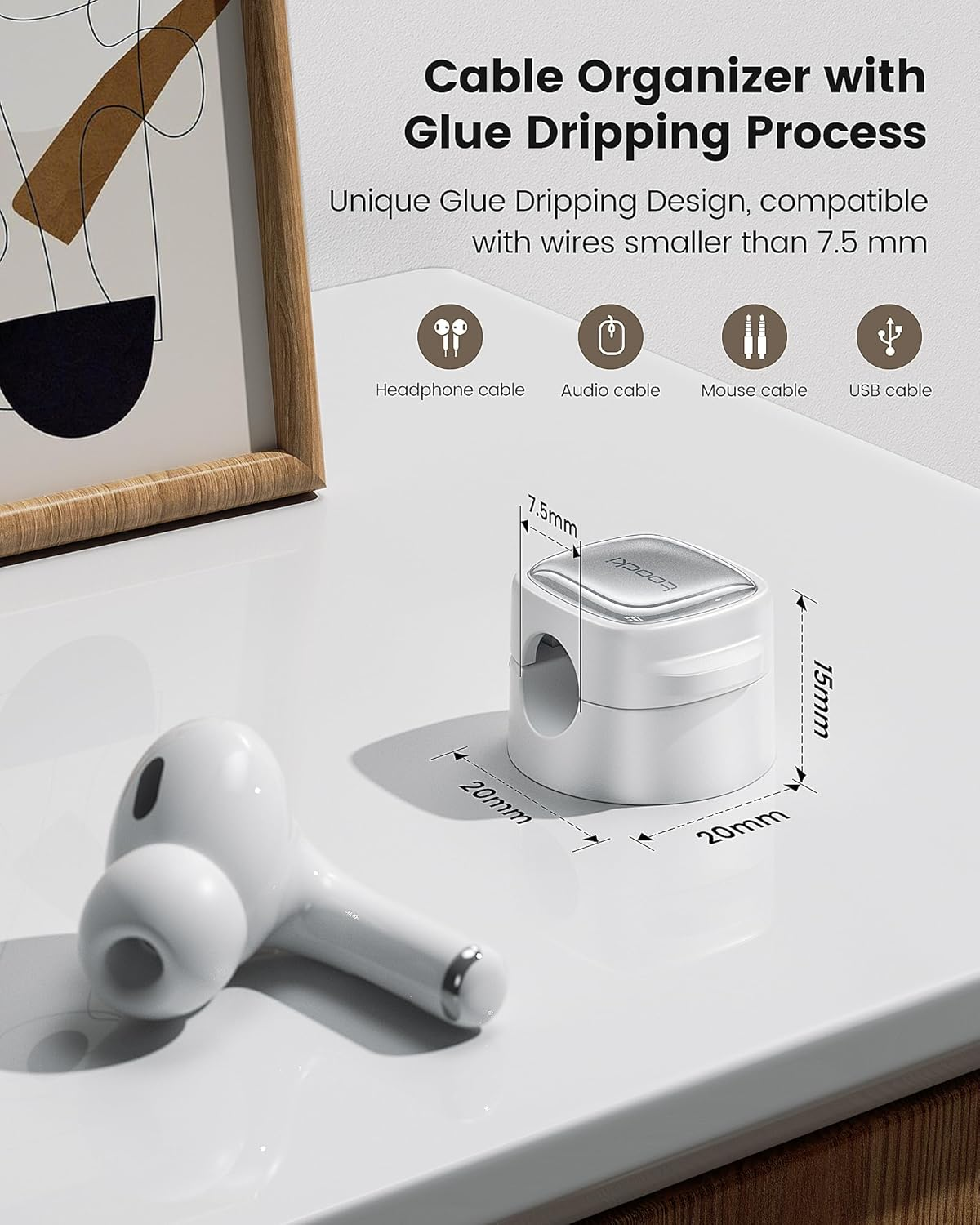 Toocki 6 Pack Magnetic Cable Organiser, Adjustable Secure Cable Management, Wire Keeper for Phone USB Charger Cables, Ideal for Home, Office, Car, Desk,Nightstand Spaces image number 4