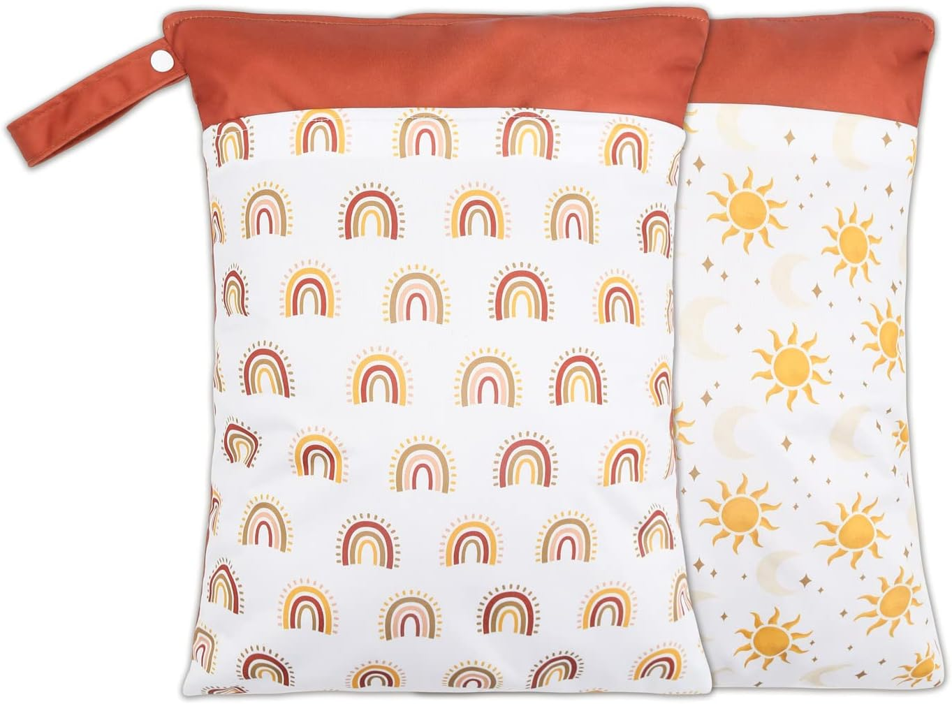 2 Pack Wet Dry Bags for Baby Cloth Diapers&Breast Pump Parts, Waterproof Reusable Wet Bag with Two Zippered Pockets & Handle, Beach Pool Gym Bag Stroller Yoga Toiletries Daycare Organizer for Swimsuit image number 4