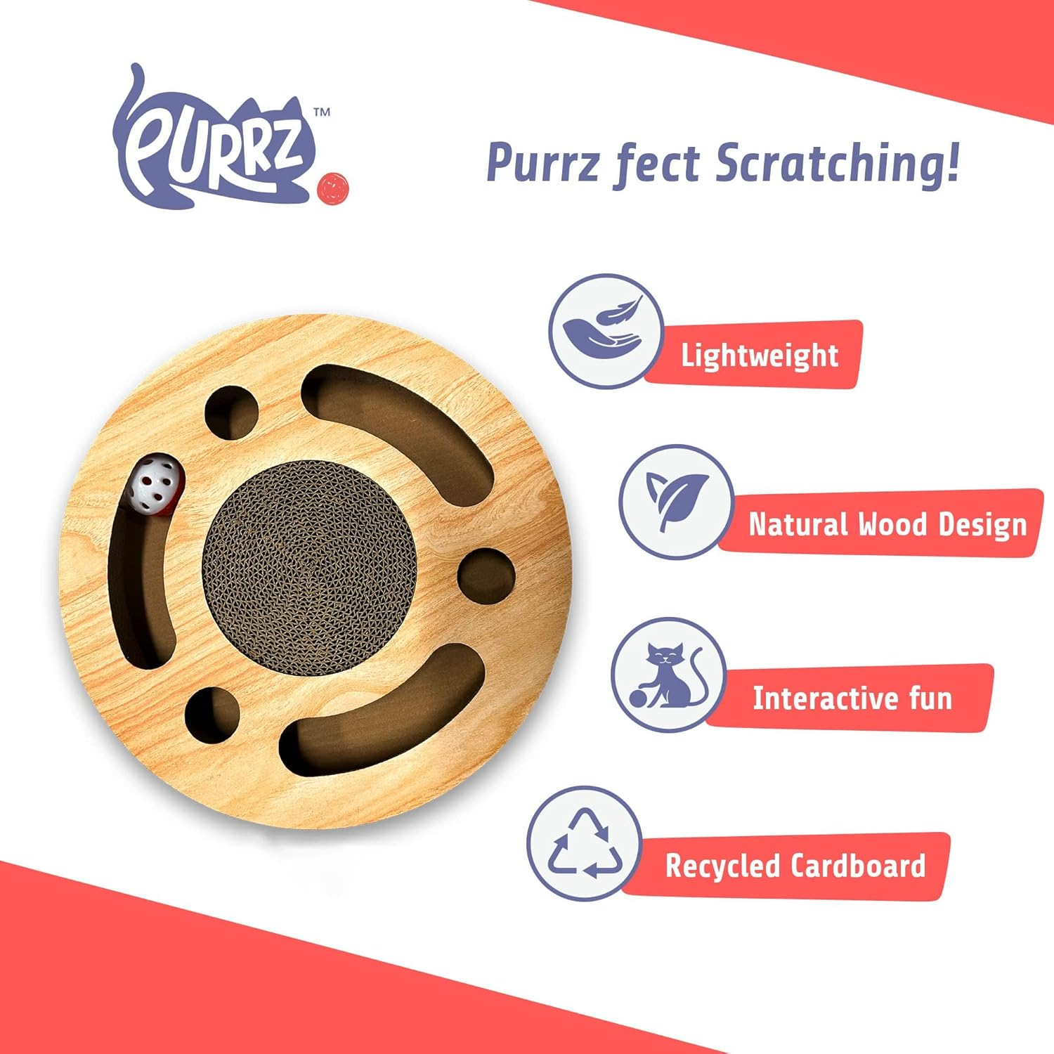 2-In-1 Cardboard Pet Cat Scratcher Toy Series | Scratching Board & Cozy Bed, Interactive Ball & Tunnel Design, Supports Pet Behavior & Relieves Stress, Ideal for Indoor Kittens and Cats, Circle image number 5