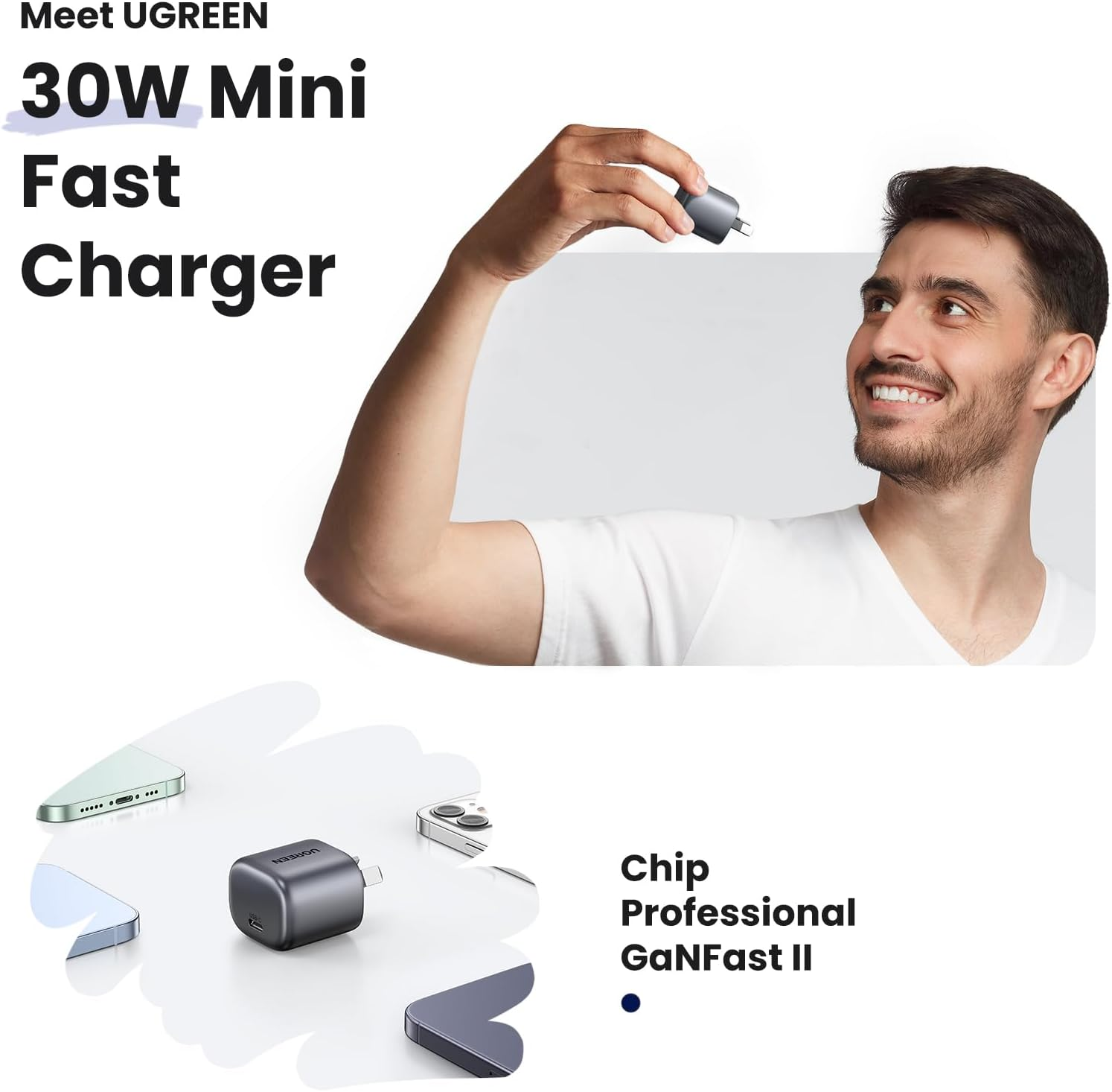 UGREEN Mini 30W USB C Charger Nexode Gan II PD Fast Charging Block PPS Type C Power Adapter AU Plug for Iphone 16 Pro Max/16 Plus/15/14/13/12, Galaxy S24 Ultra/S23, Pixel 9/8, Ipad Air/Pro, Airpods image number 6