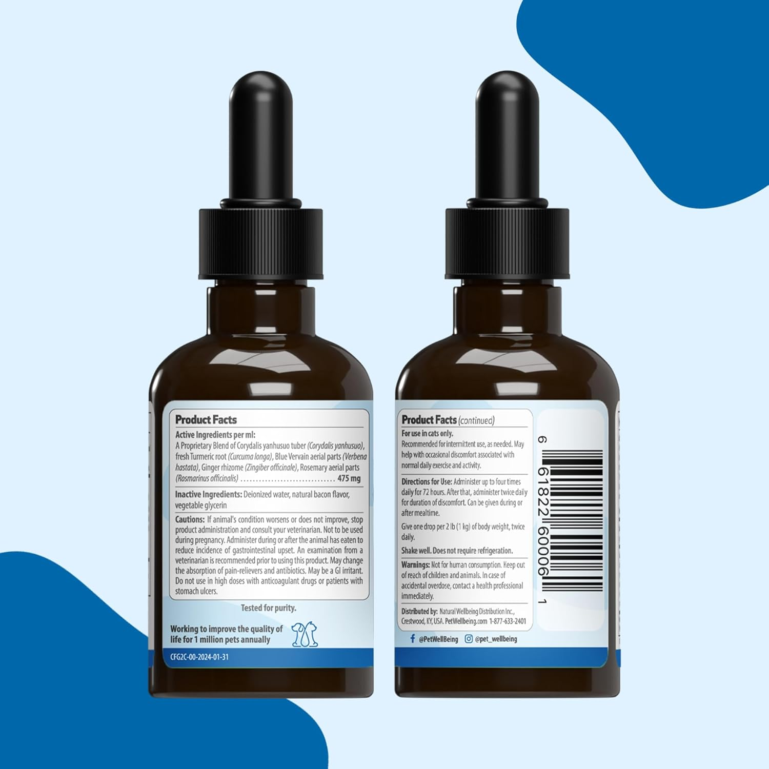 Pet Wellbeing Comfort Gold for Cats - Supports Feline Physical Comfort, Healthy Circulation, Corydalis, Turmeric - Veterinarian-Formulated Herbal Supplement 2 Oz (59 Ml) image number 6