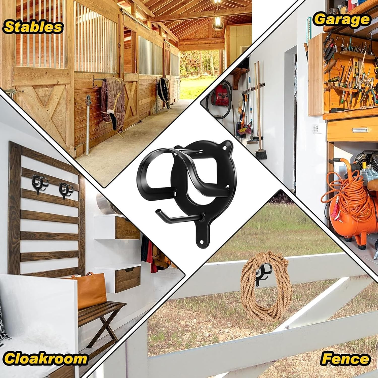 Horse Bridle Rack, Stable Halter Holder Hooks, Portable Horse Bridle Hooks, Tack Storage Rack, Harness Storage for Garage, Horse Tack Organizer, Metal Bridle Storage Hooks, Gear Wall Rack image number 4