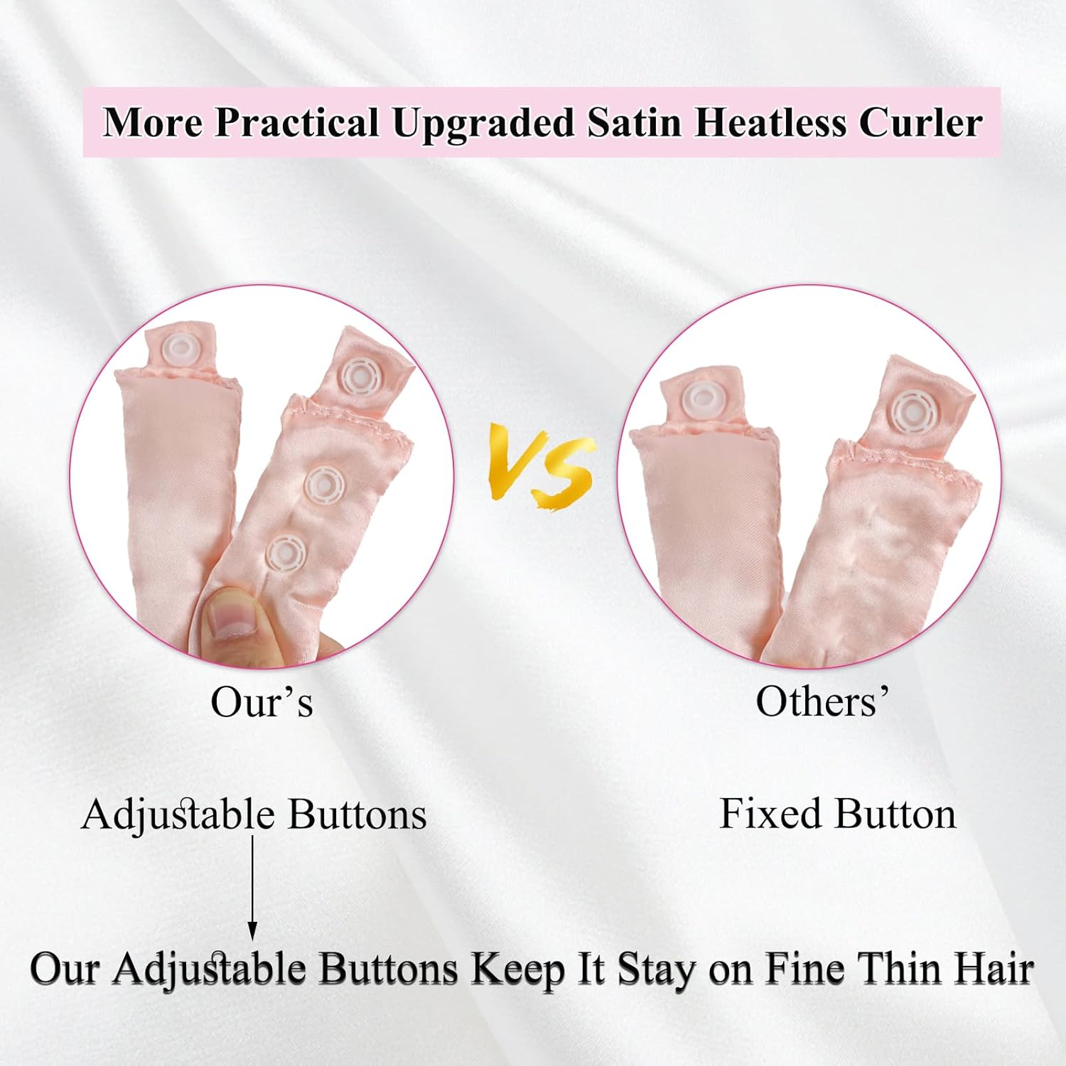 CLIONE 3 Sets Overnight Heatless Curls Blowout Rods Silk Hair Curlers to Sleep in Satin Heatless Curling Set Zero Heat Bun Bons with Bonnet Cap No Heat Headband Roller Wrapper Fpink image number 6