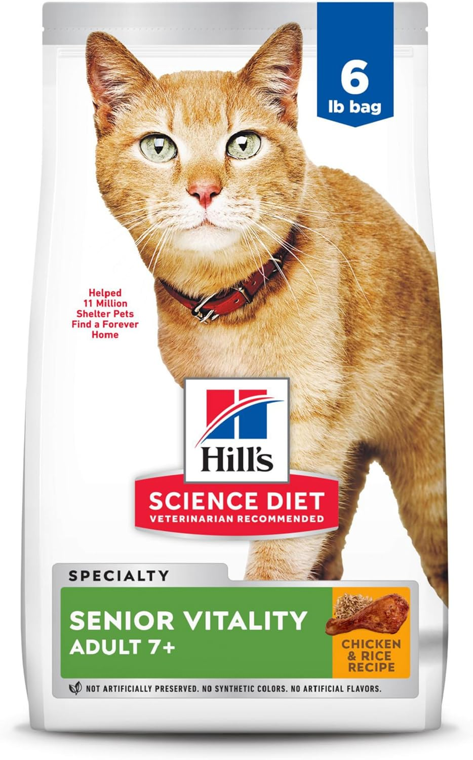 Hill'S Science Diet Senior Vitality Adult 7+, Chicken and Rice Recipe, Dry Cat Food for Older Cats, 2.72Kg Bag image number 5