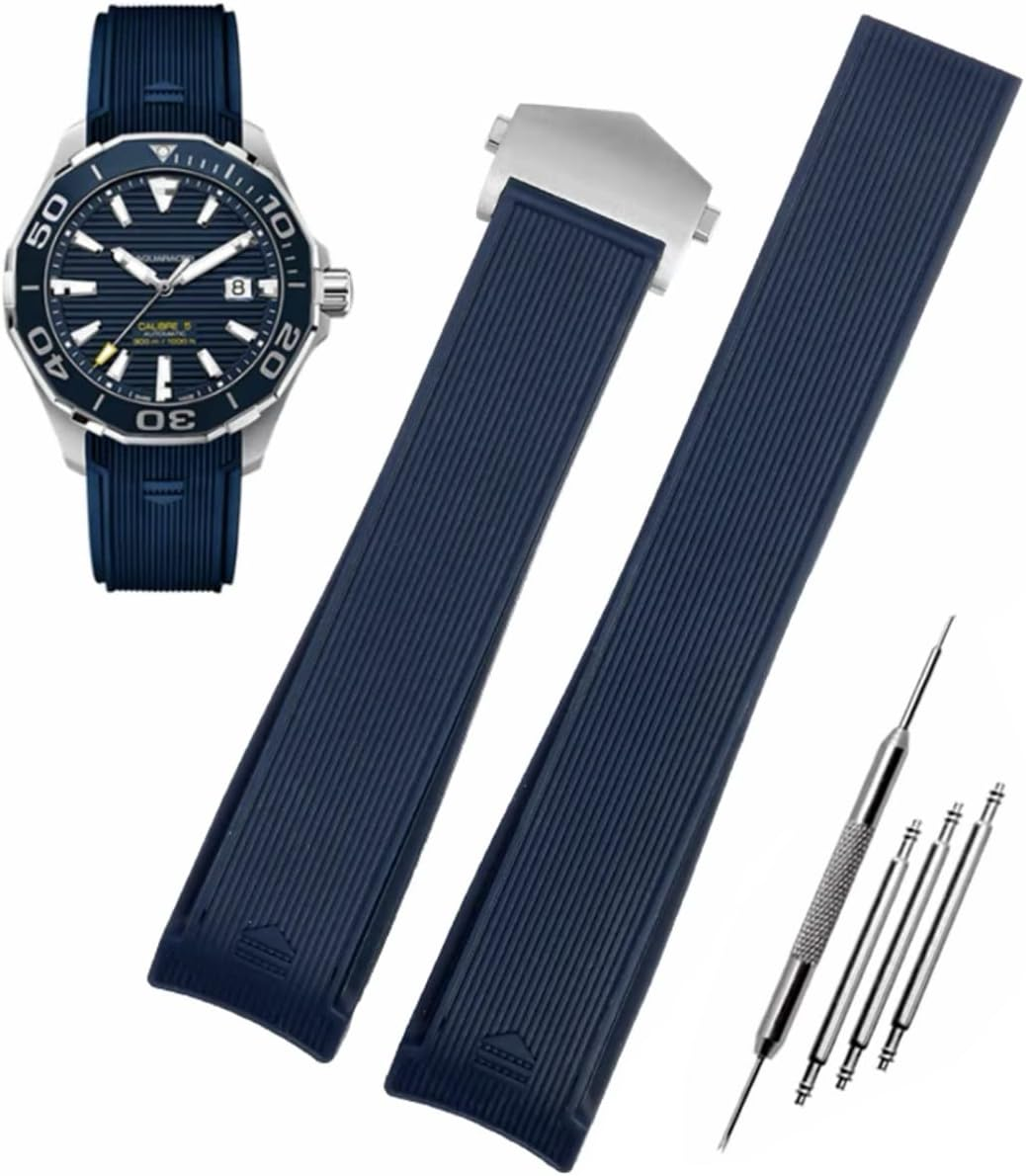 HEYOZURY Watch Strap for Tag Heuer 22 Mm Silicone Folding Buckle Bracelet Aquaracer Series Monaco Series Replacement Bracelet Original Bracelet Watch Strap for Tag Heuer