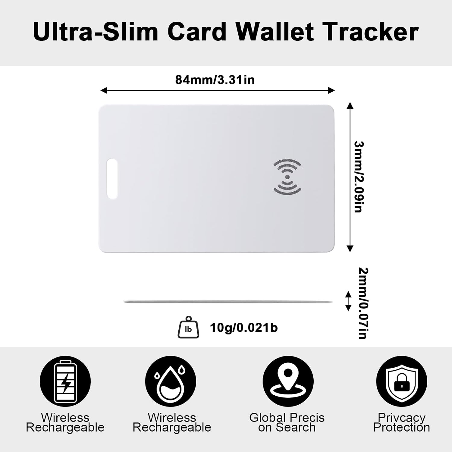 Wallet Tracker for Android, Wallet Tracker Card Thin 2 Mm, Compatible Google Find My Device App (Android Only), IP68 Waterproof, Wireless Charging, Tracking Card for Suitcases/Bags, Pack of 2 image number 3