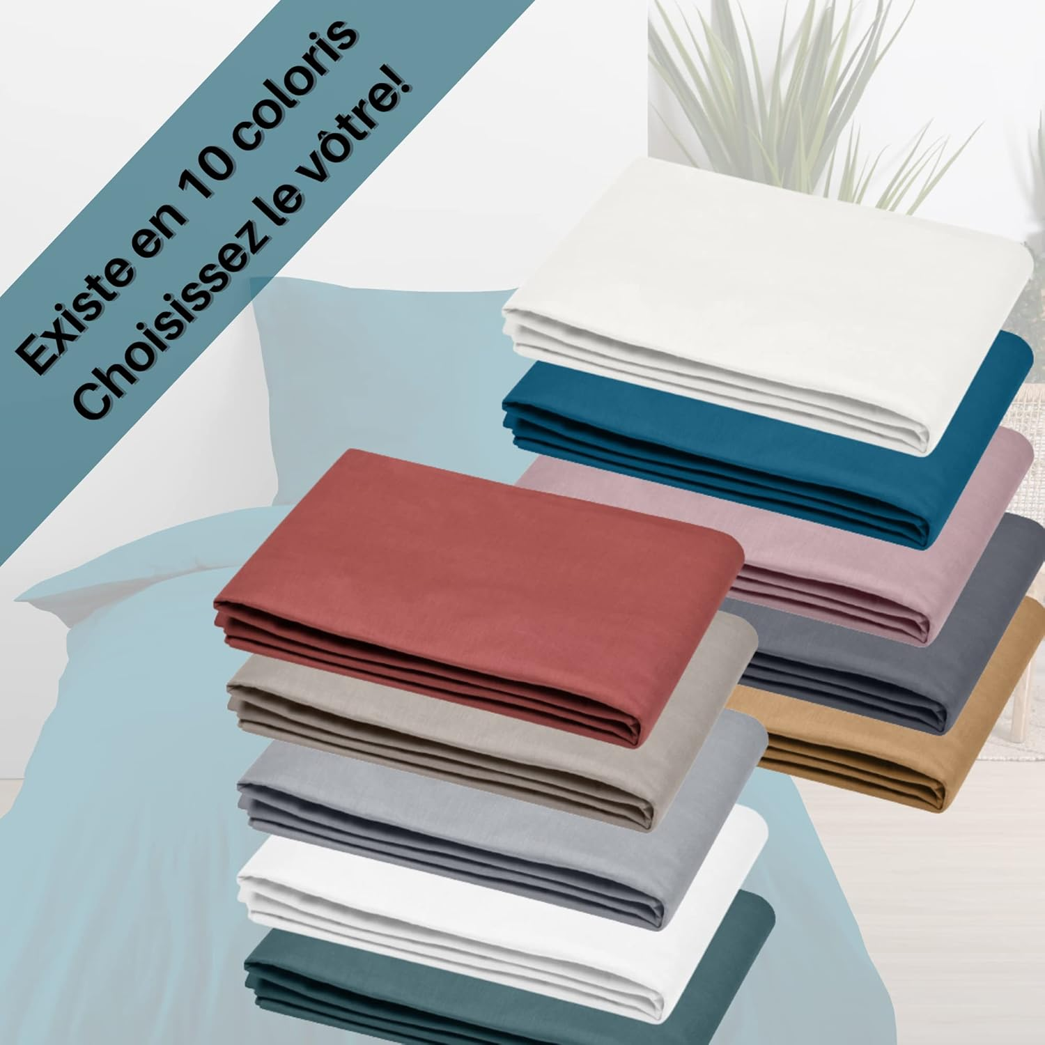 Lovely Casa - Flat Sheet - Size 180 X 290 Cm - 100% Cotton Certified According to Oeko-Tex - Colour Petrol - Model Eden - Bed Linen for Home - Soft and Comfortable for Cuddly Cot Bumpers image number 1