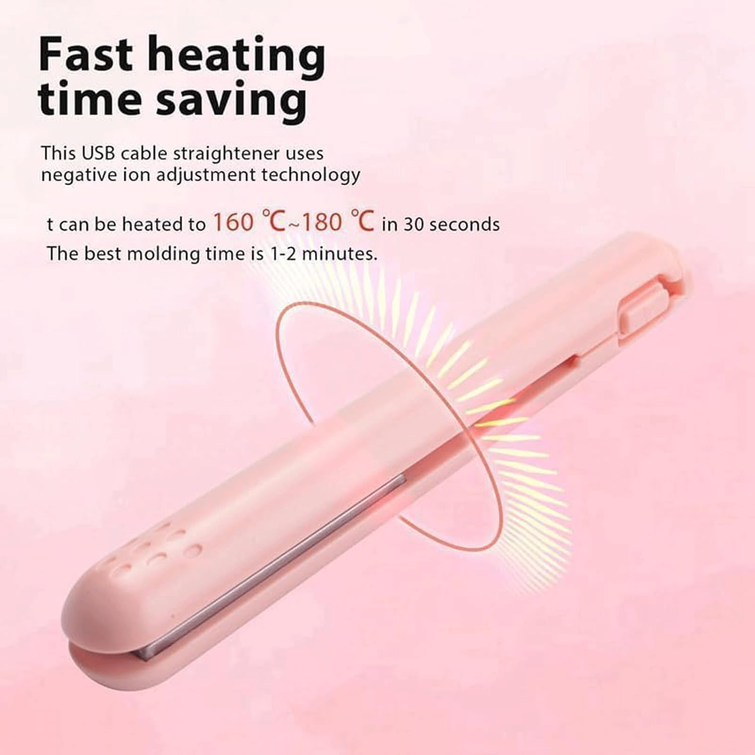Mini Dual Purpose Curling Iron, Portable Travel Curling Iron, Suitable for Short Hair and All Hair Types (Pink1, 1)