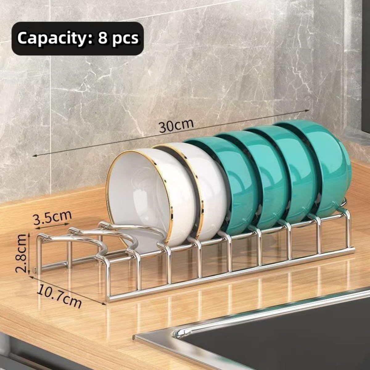 SHUTKMVCW Dish Rack Plates Holder 2 Pack Set, Plate Organizer for Cabinet Space Saver, Pan Lid Organizer, Kitchen Storage Cabinet Organizer for Plates/Bowls/Cups/Lids/Cutting Boards/Spatulas image number 4