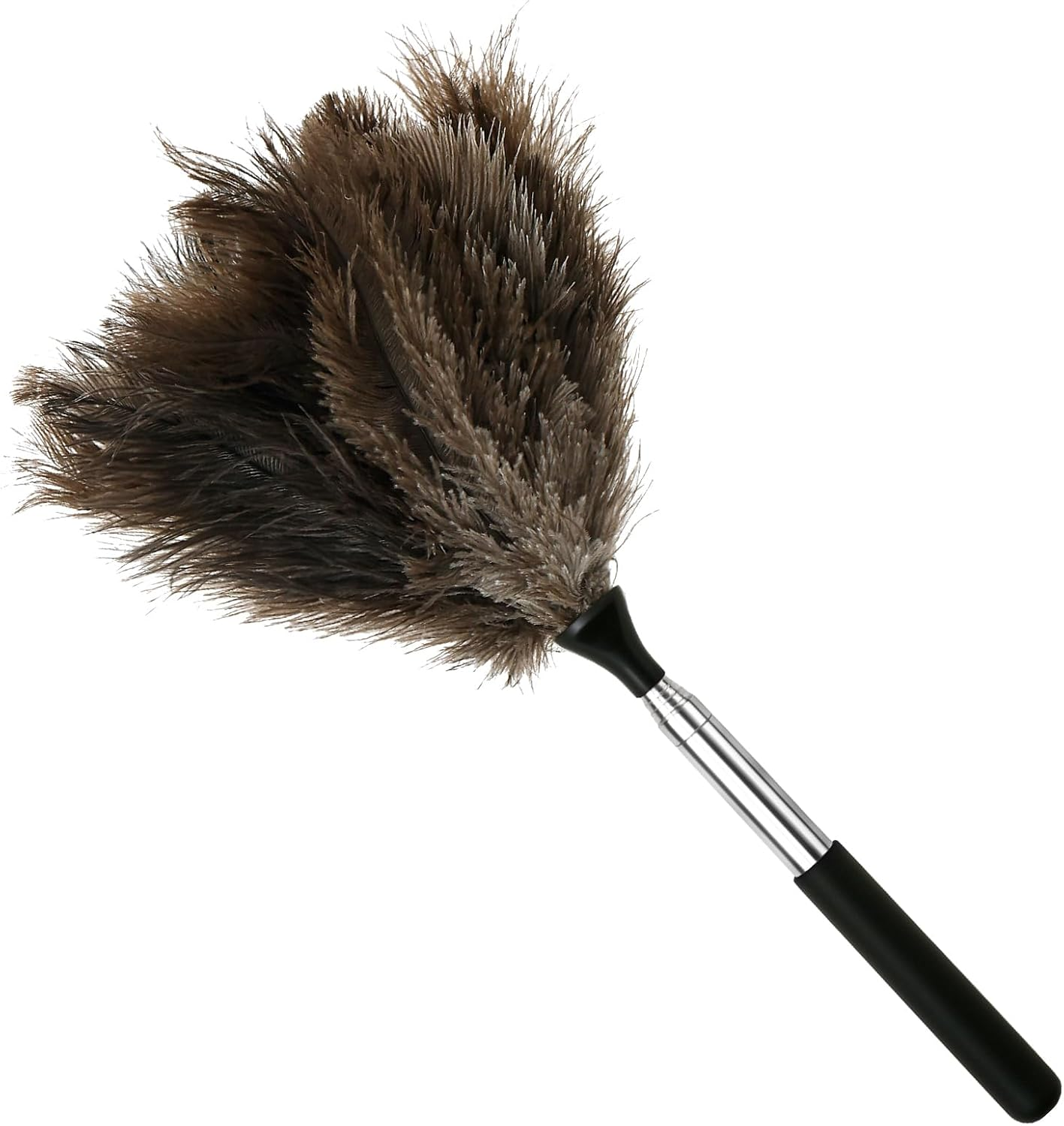Extendable Ostrich Feather Duster, anti Static Reusable Cleaning Tool, Household Duster for Furniture High Place (Black)