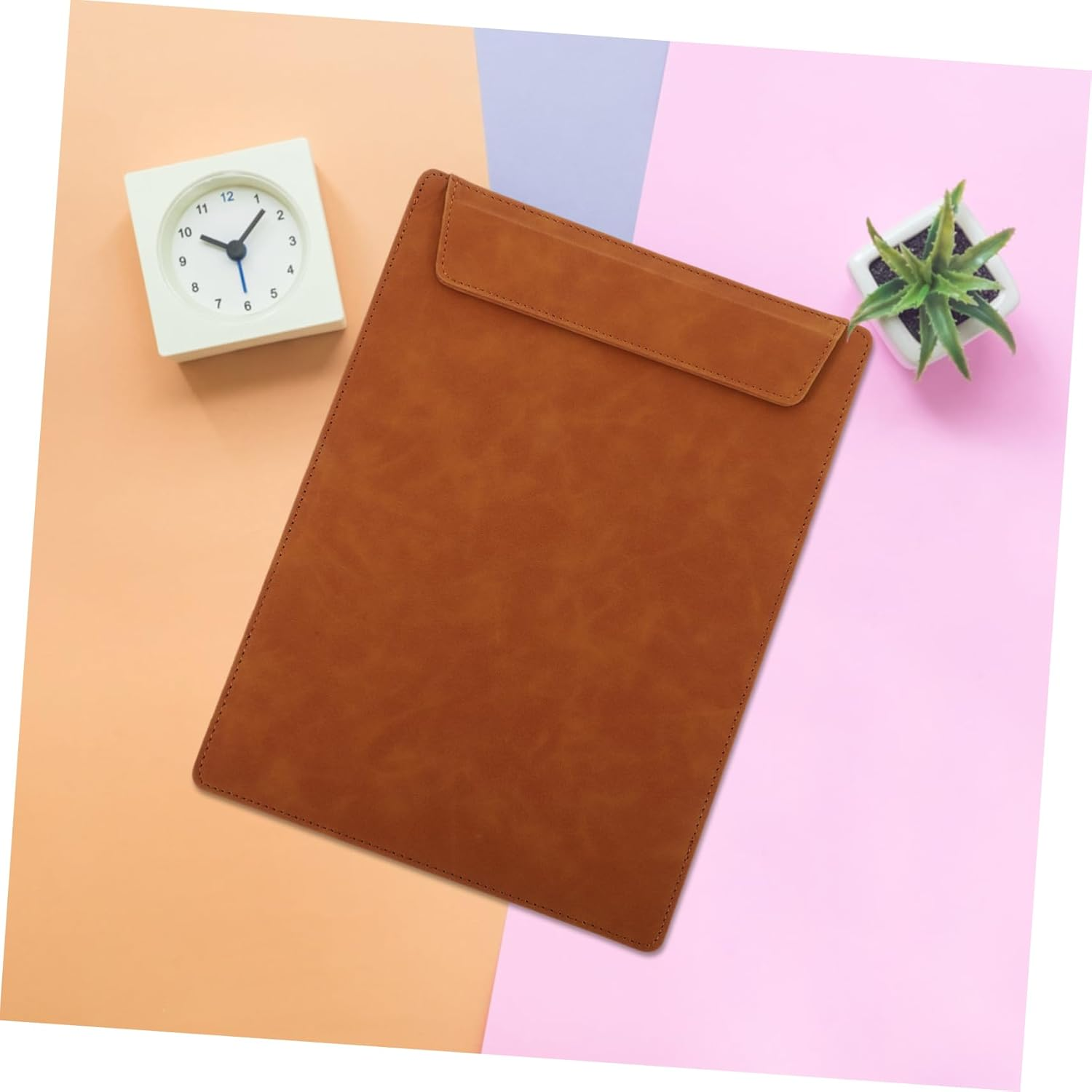 Ciieeo Leather Signature Folder Clipboard Storage Document Organizer Dividers Fasteners Hotel Conference Writing Board image number 1